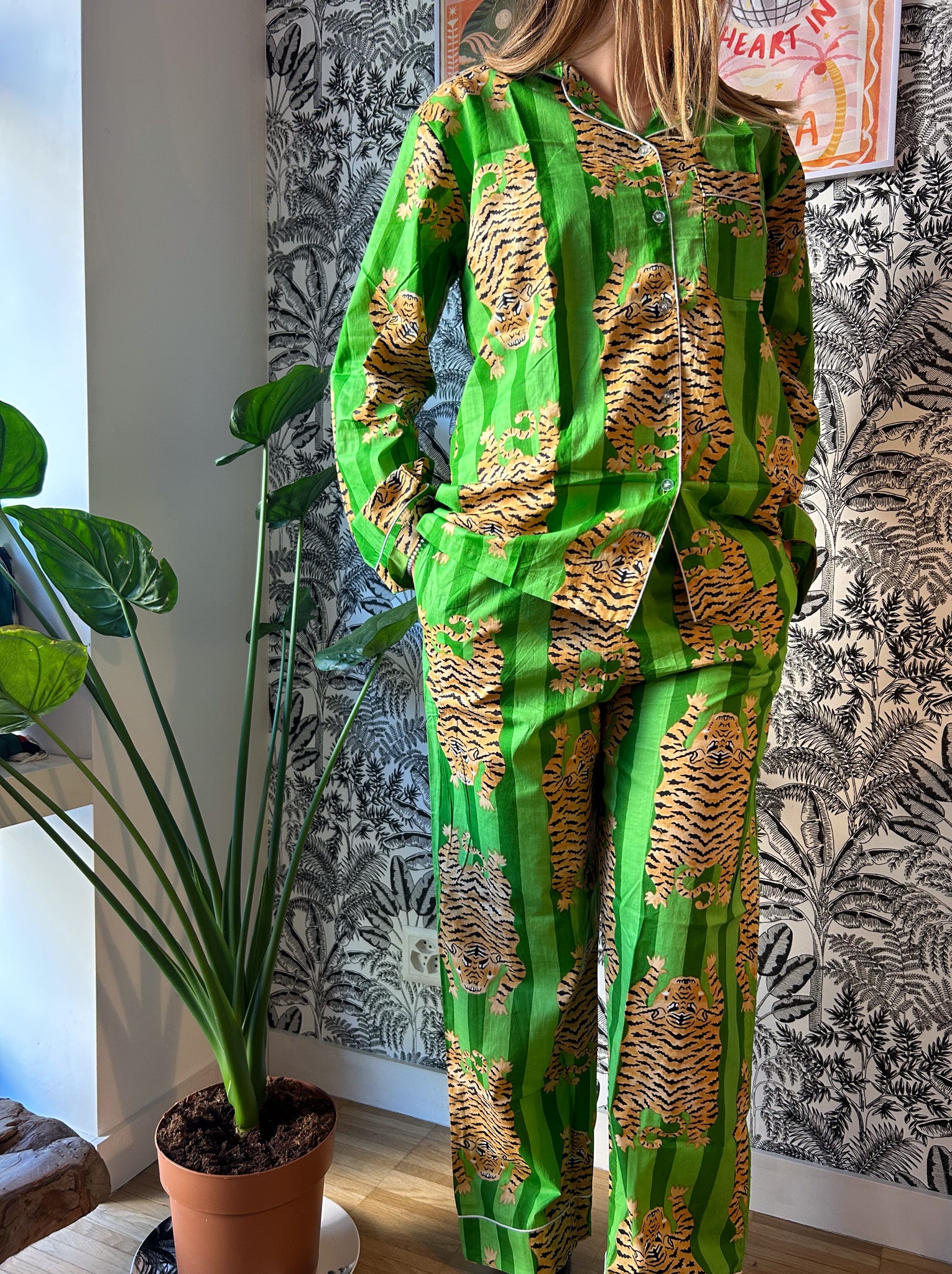 Pyjama blockprint tigre vert jolly jungle