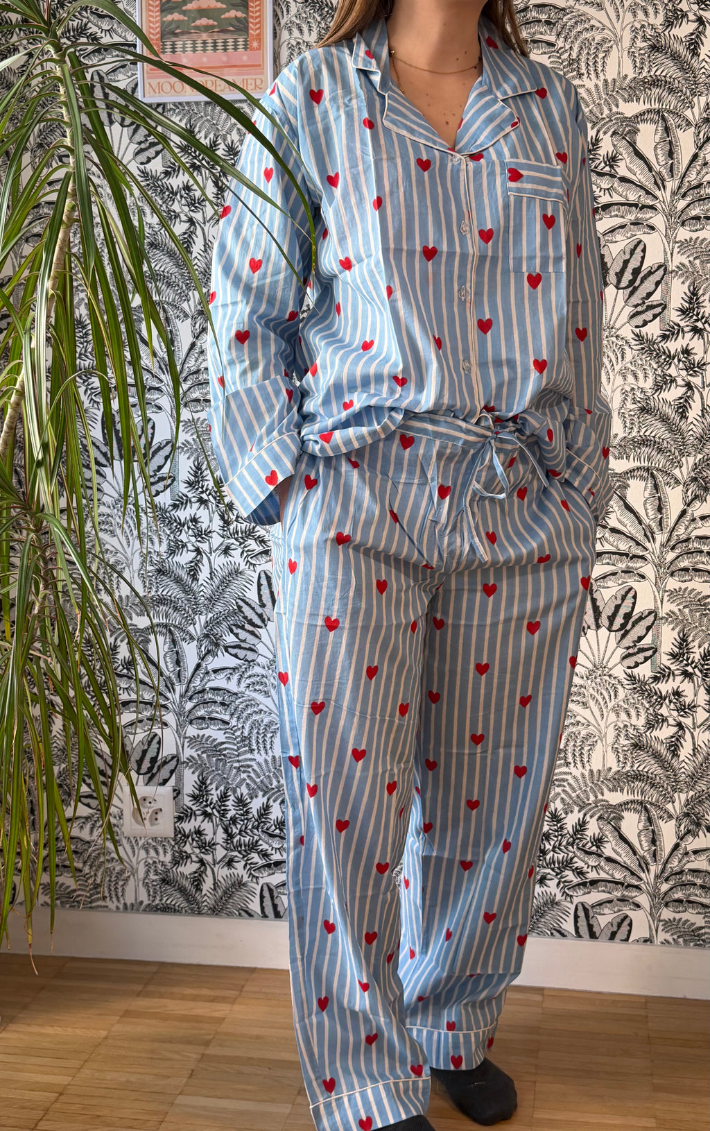 Pyjama cœurs bleu