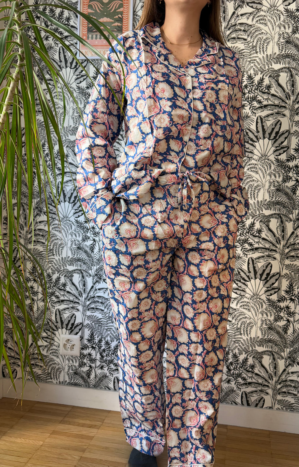 Pyjama fleurs bleu
