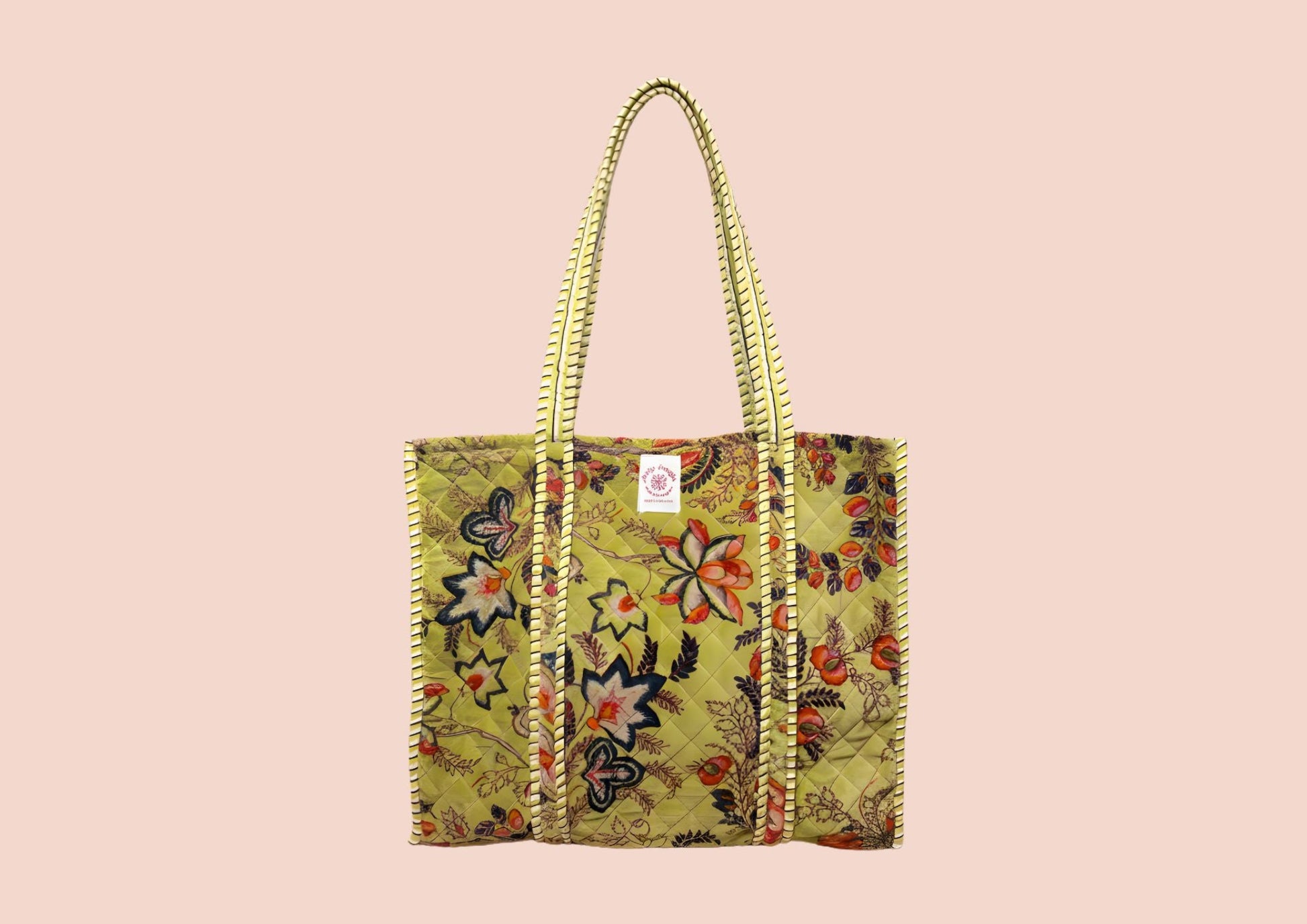 Sac Tote Velours vert fleurs