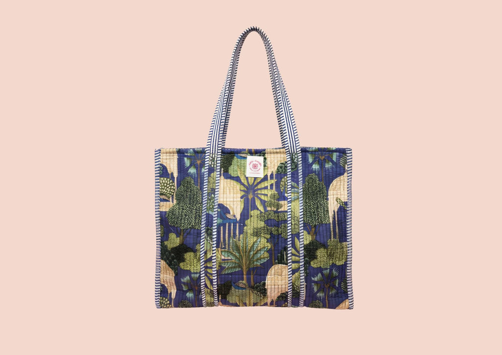 Sac Tote Bleu Jardin du Paon 
