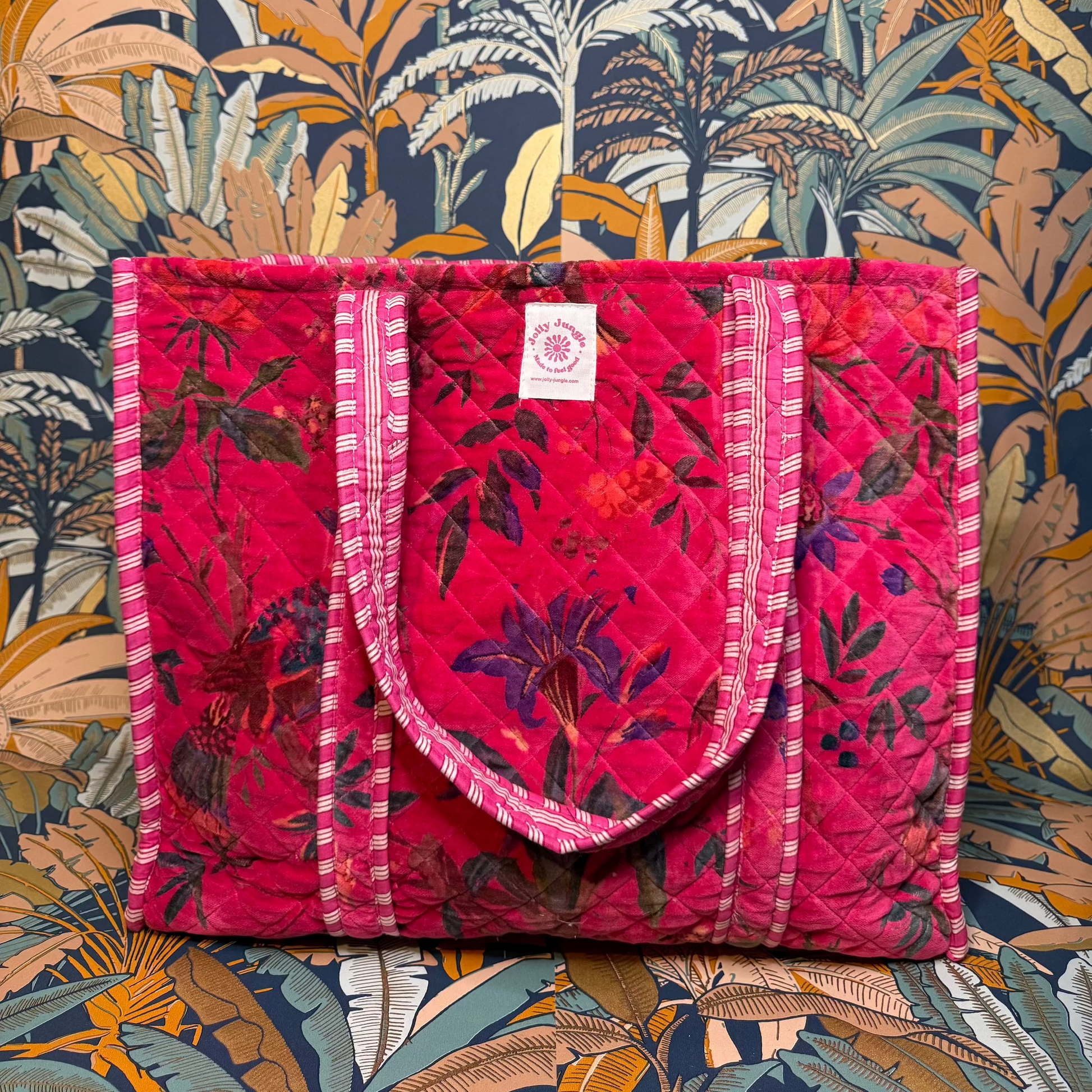 Sac Tote Velours Rose fleurs