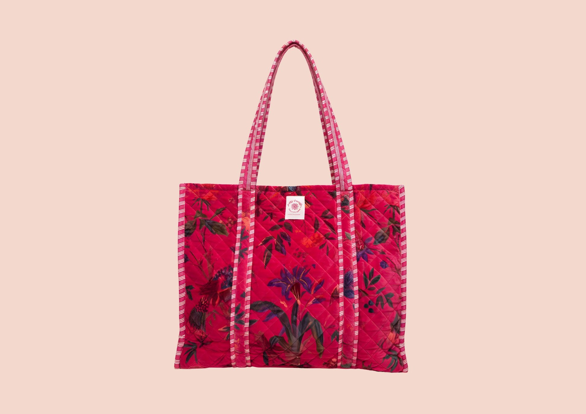 Sac Tote Velours Rose fleurs