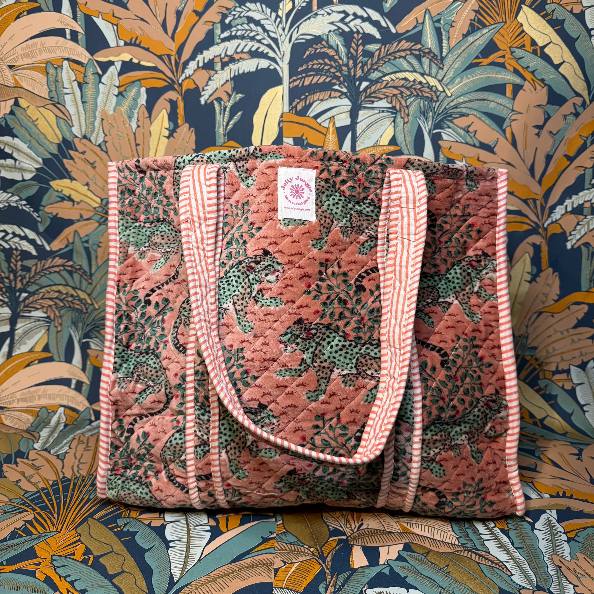 Sac Tote Velours Rose tigres