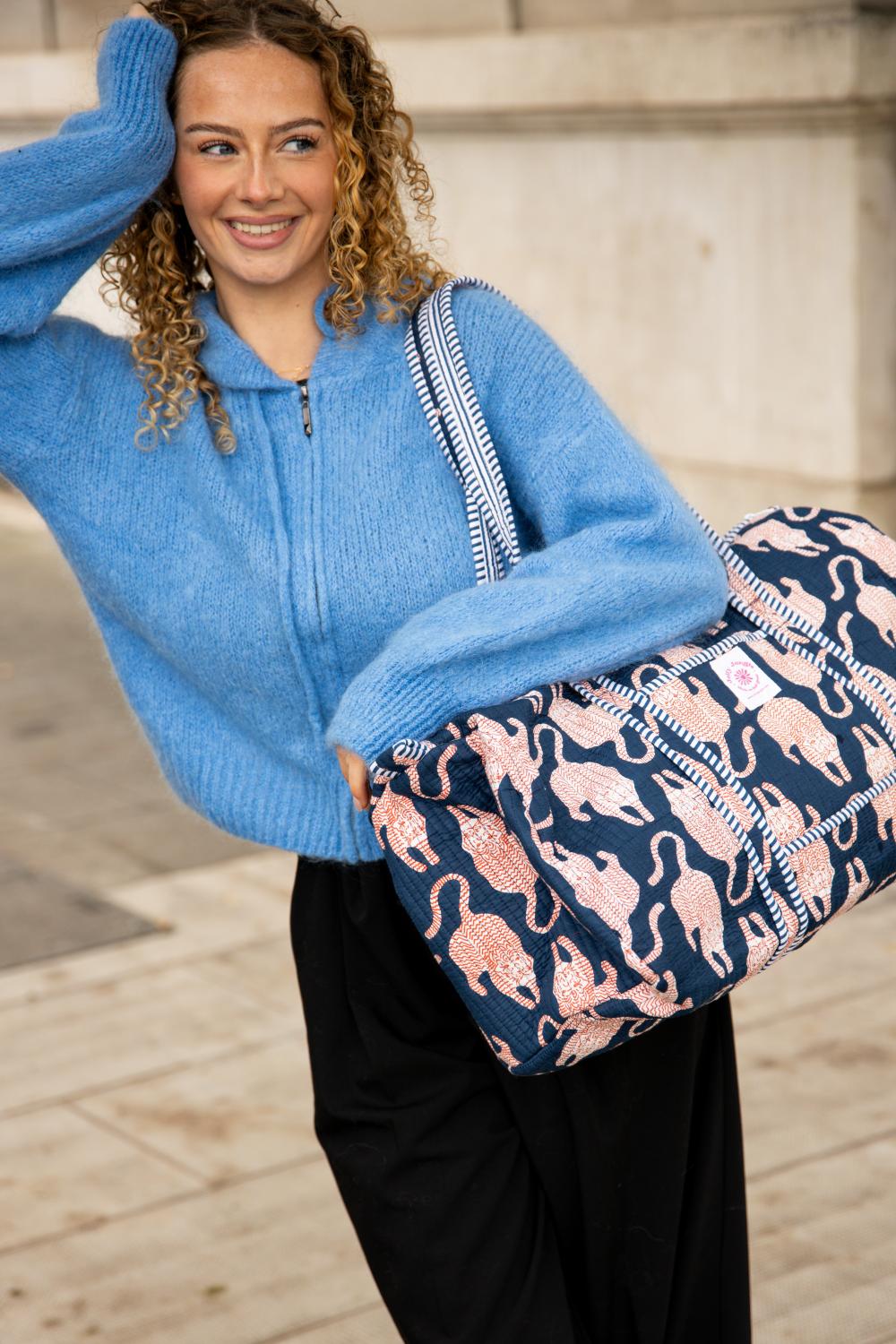 Sac de voyage Bleu Marine Tigres Rouges