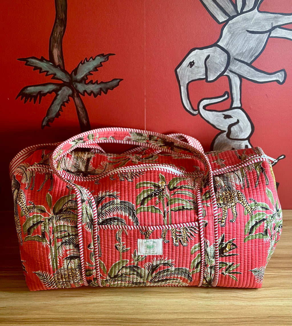 Pink Palm Trees Travel Bag