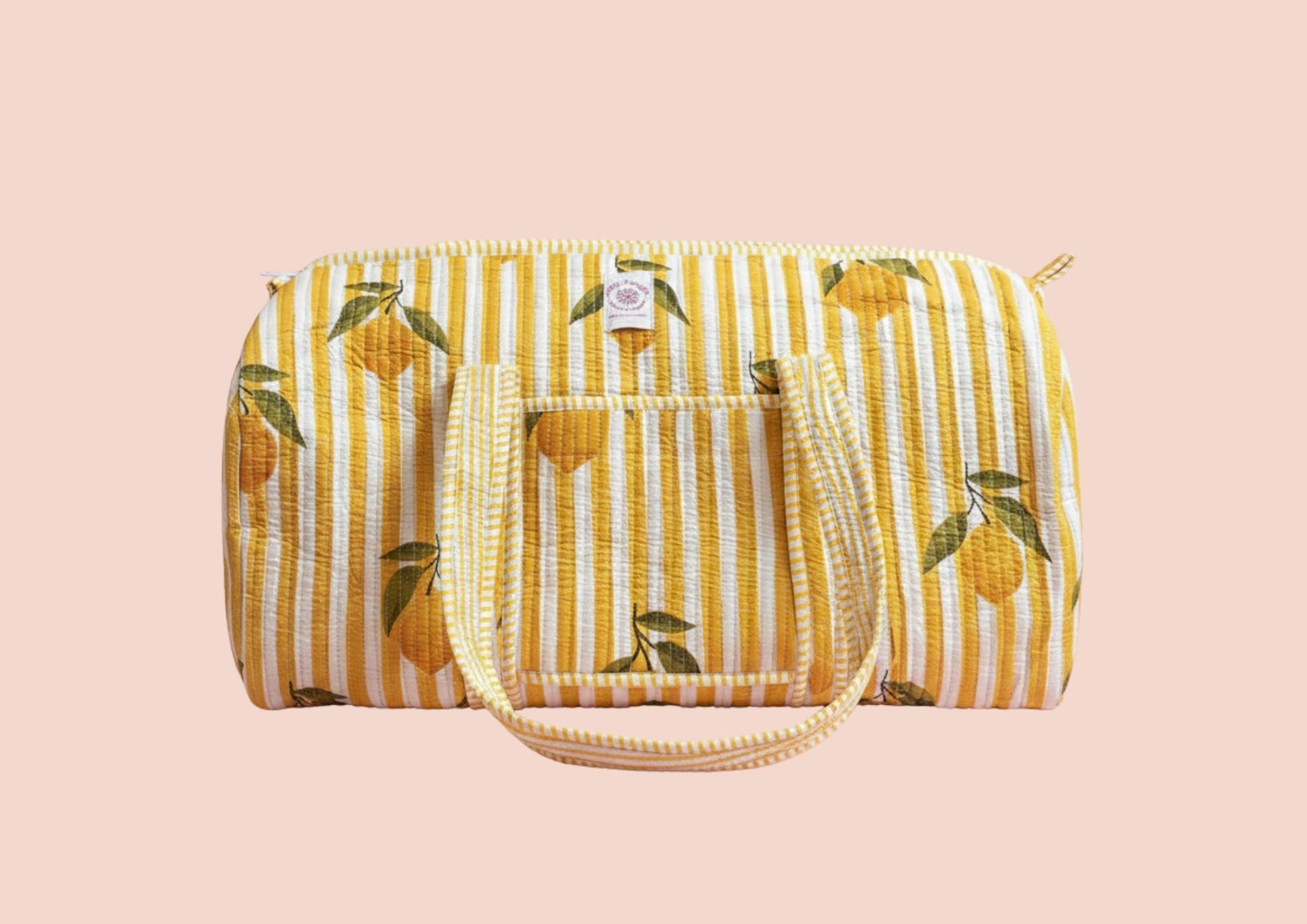 Sac de voyage rayures vertes citrons