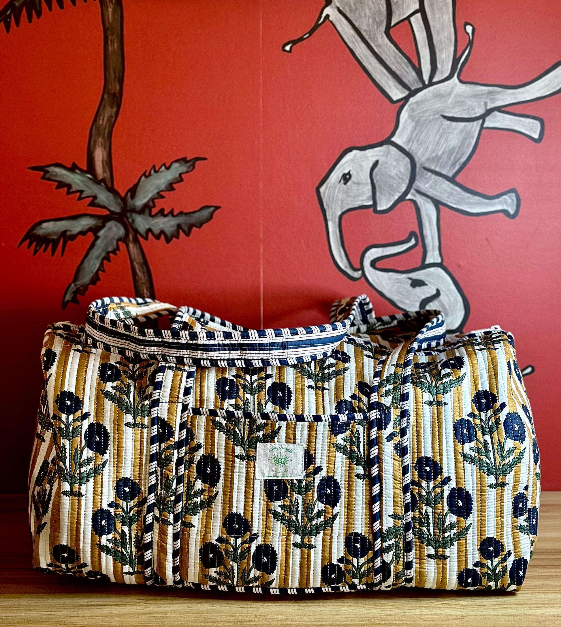 Sac de voyage rayé fleurs