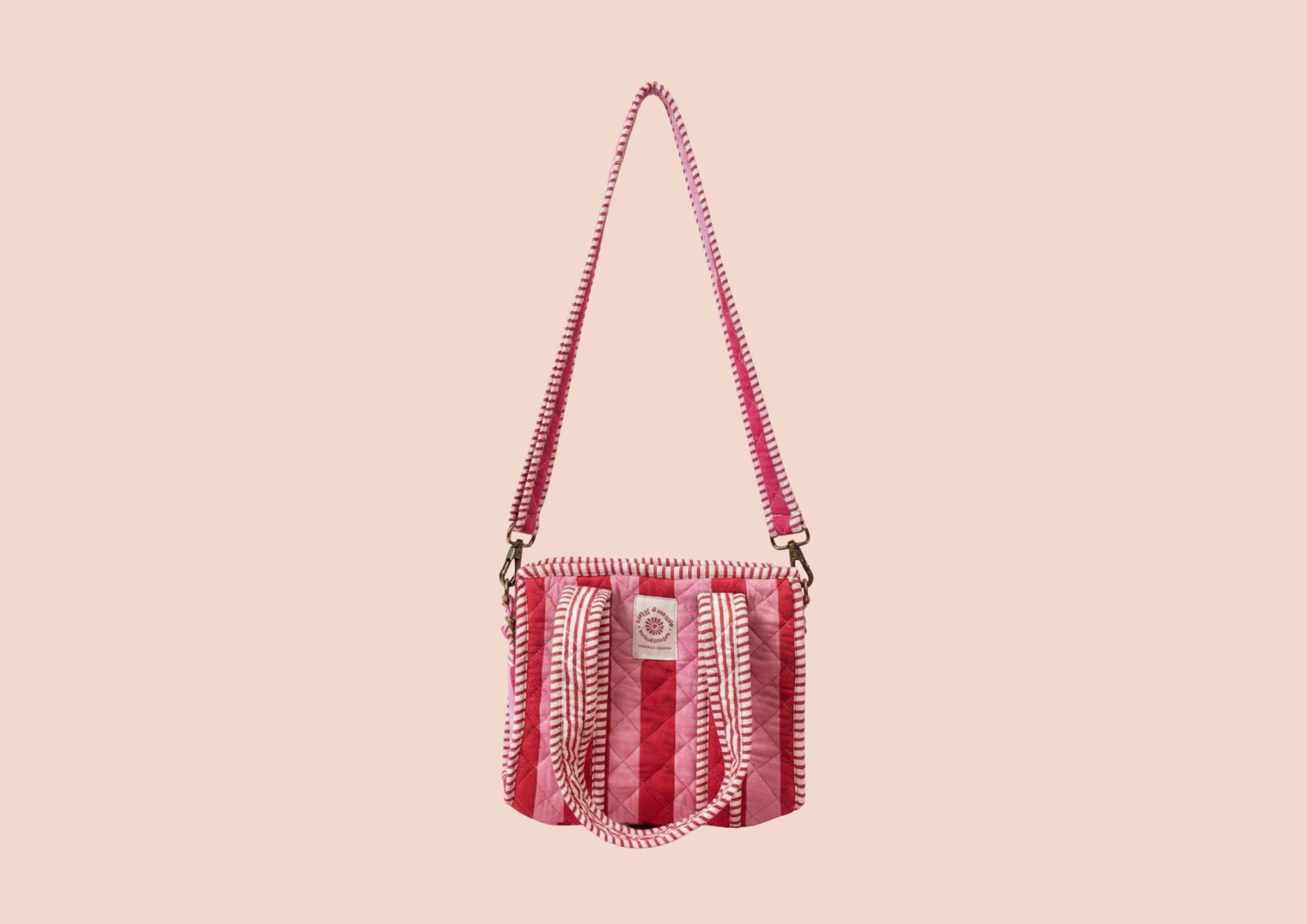 Sac tote mini rayures roses