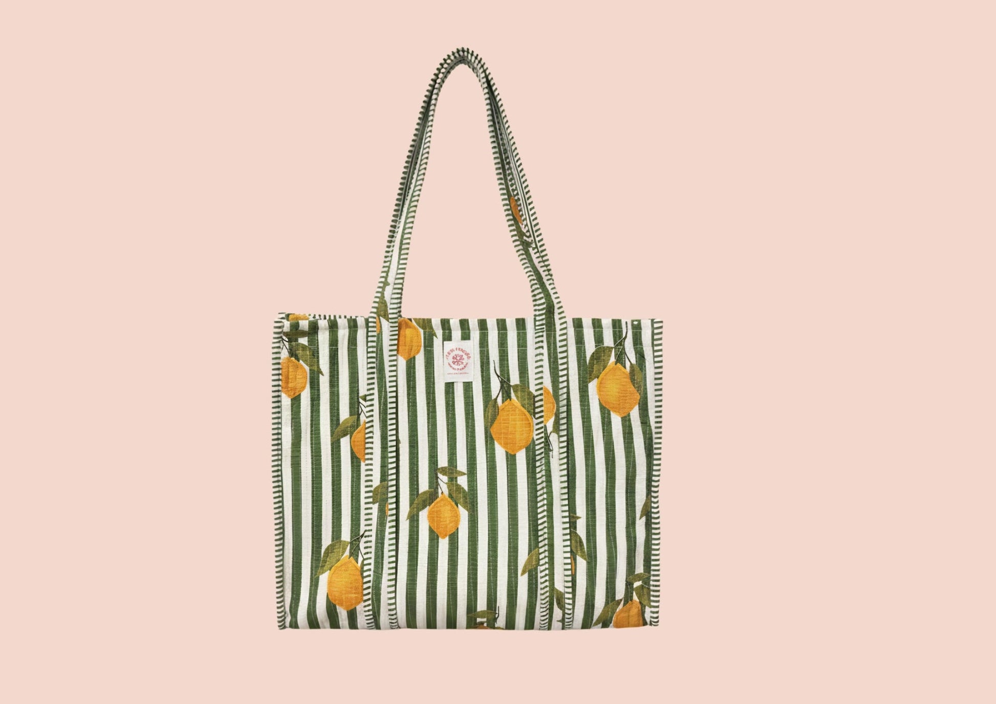 Sac tote rayures vertes citrons