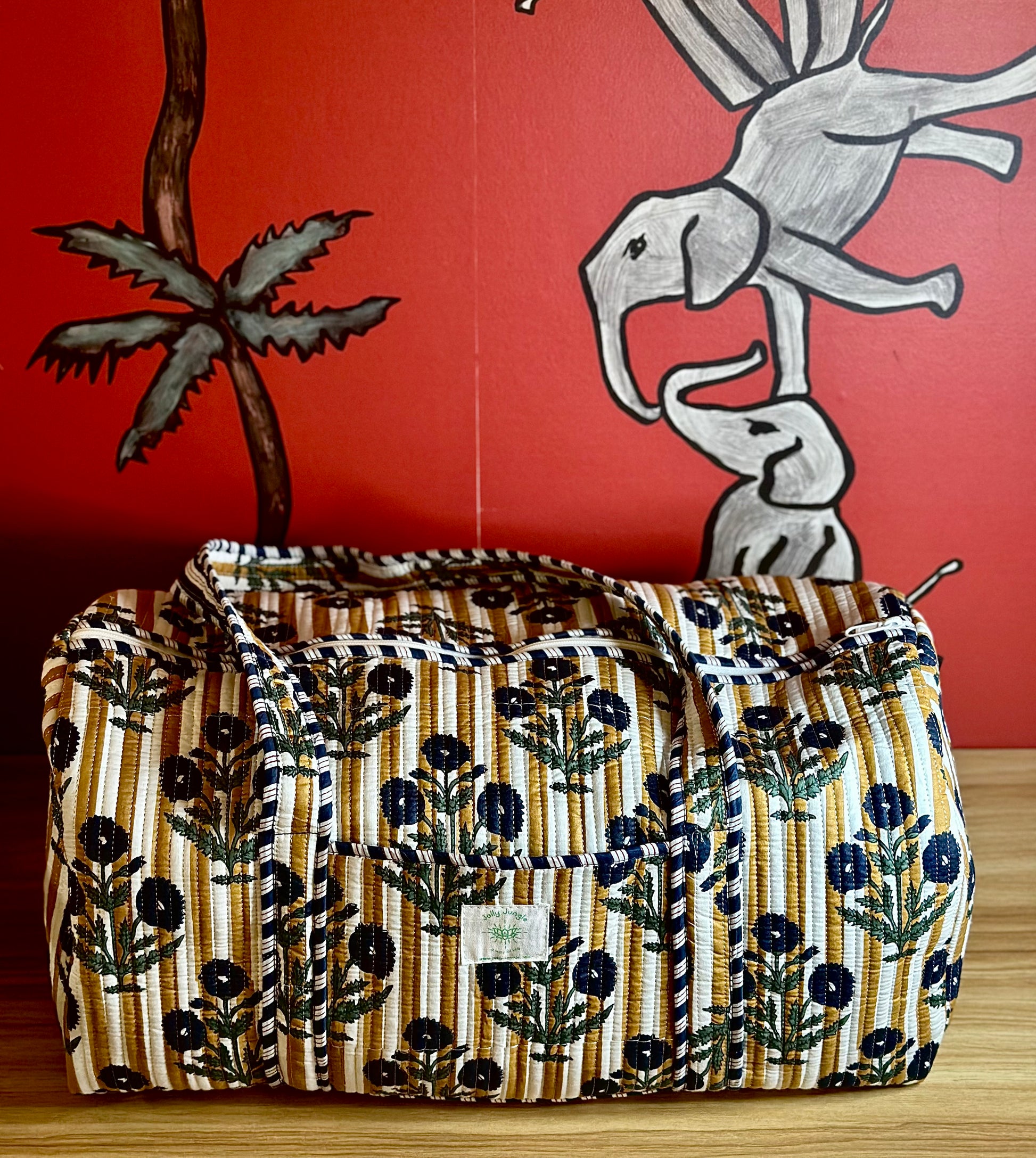 Sac de voyage rayé fleurs