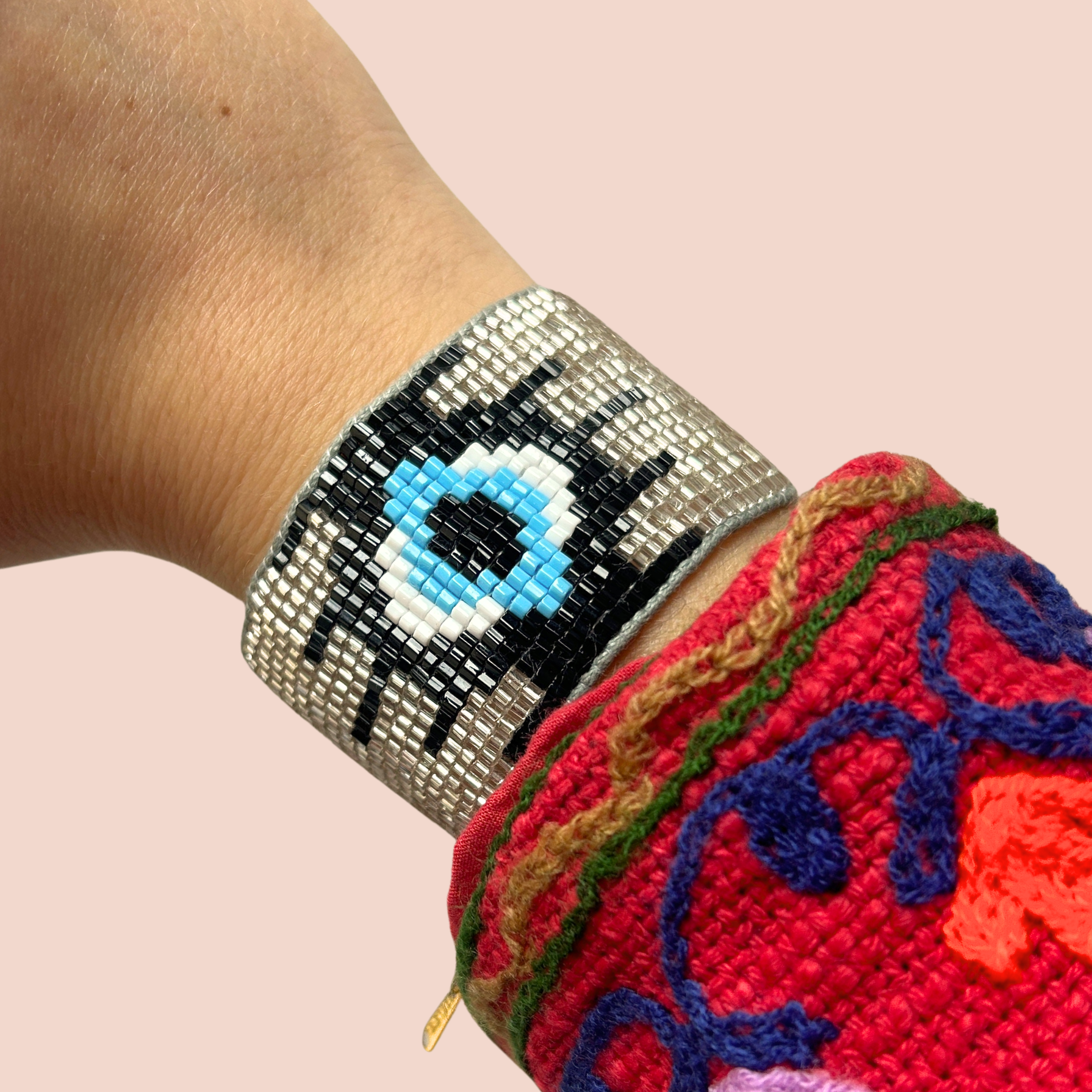 Bracelet femme en Perles Evil Eye Argent - Jolly Jungle 