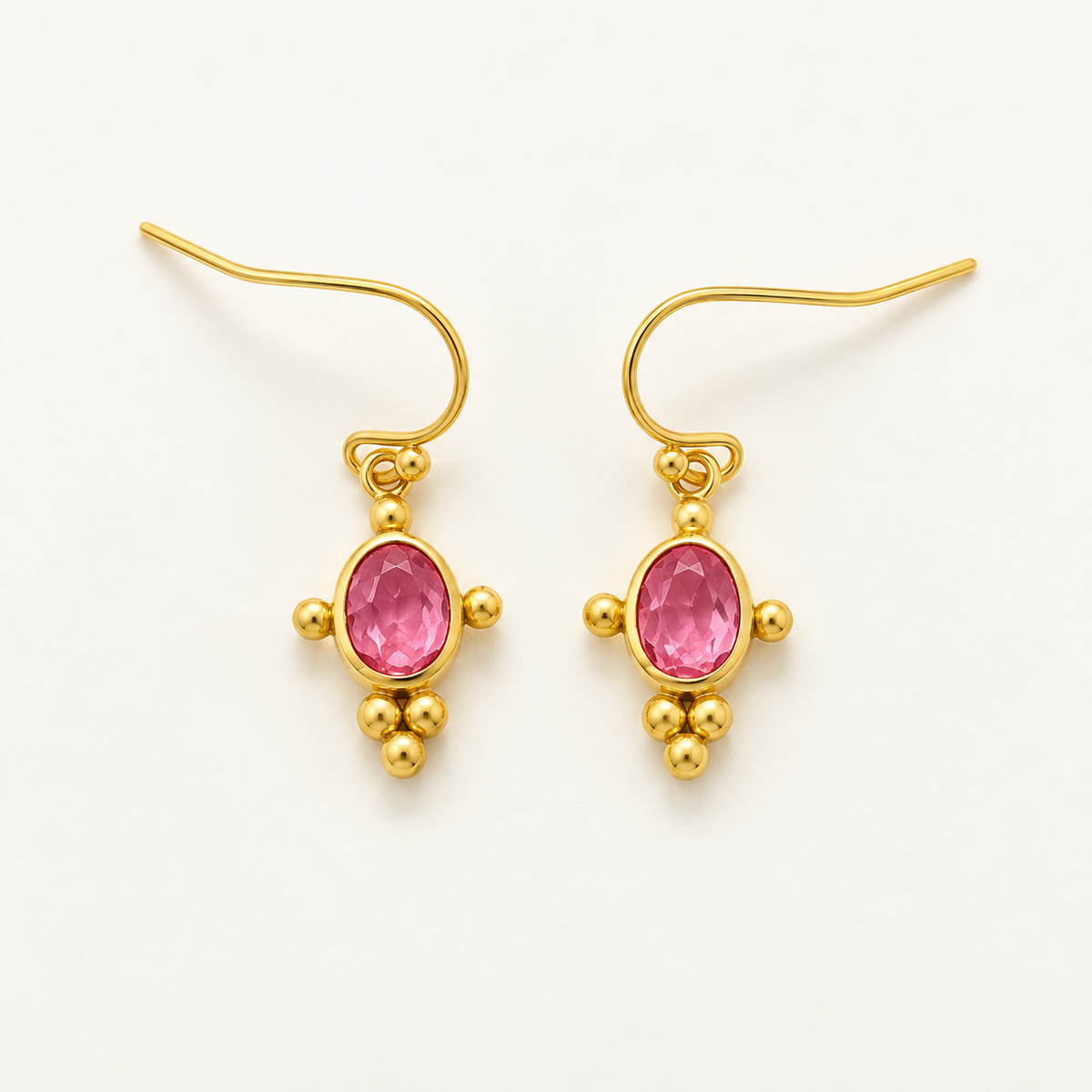 Boucle d'oreille Willow plaquée or - tourmaline rose