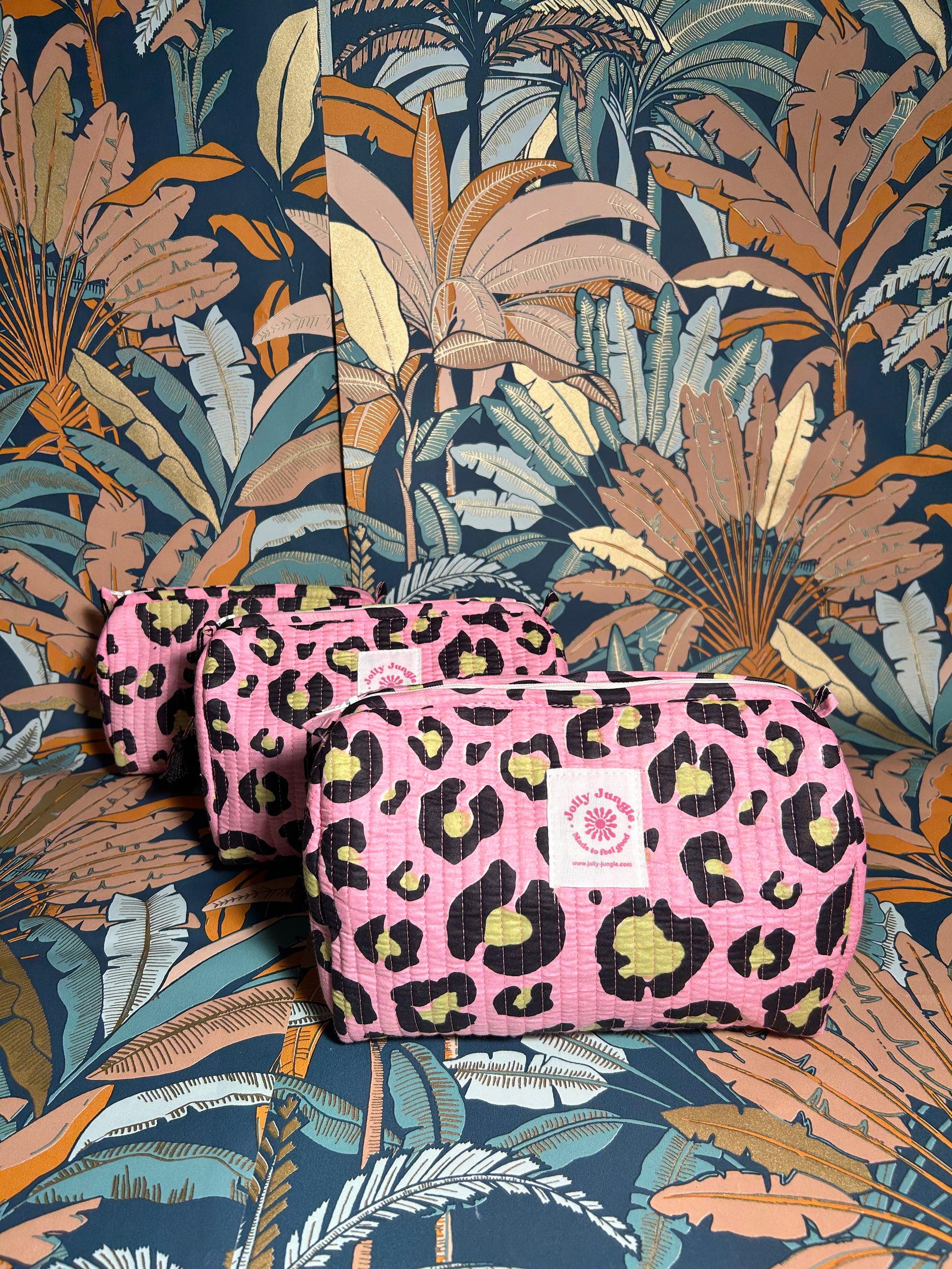 Trousse Léopard Rose et Vert 