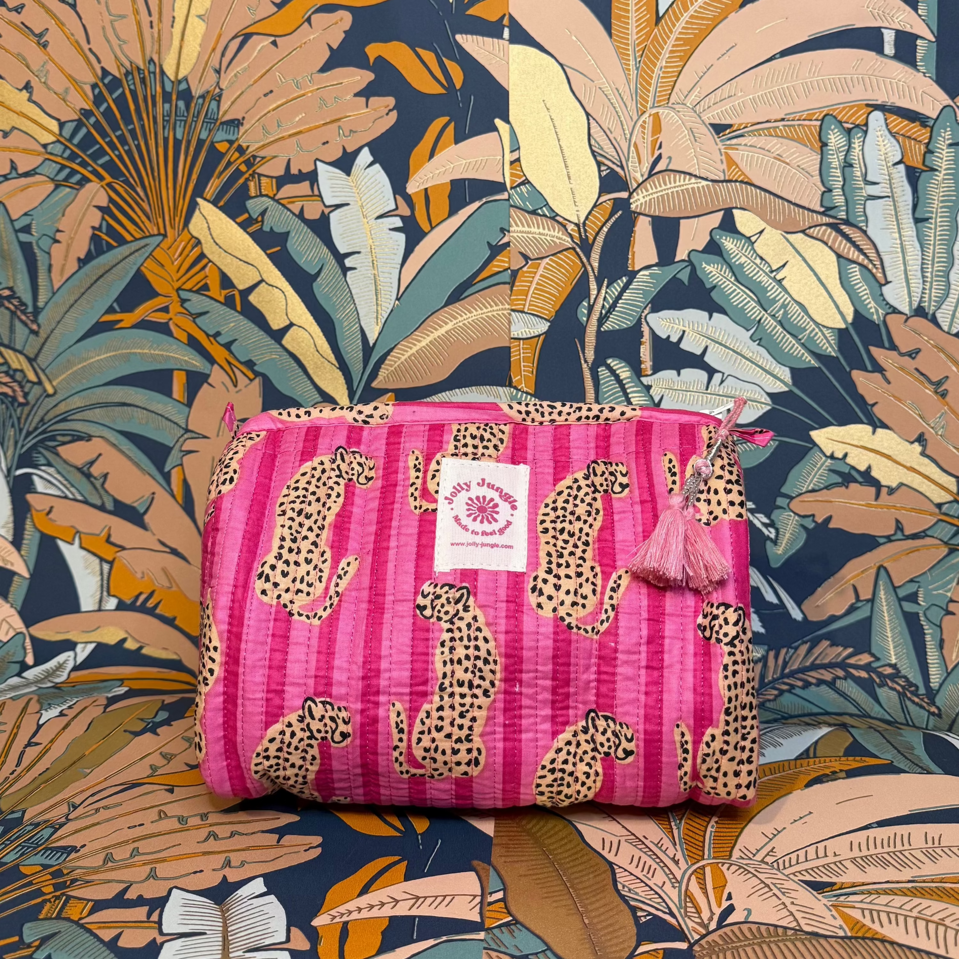 Trousse Léopard Stripes rose 