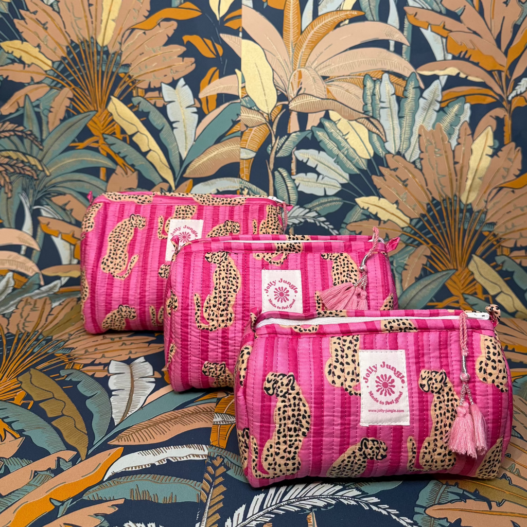 Trousse Léopard Stripes rose