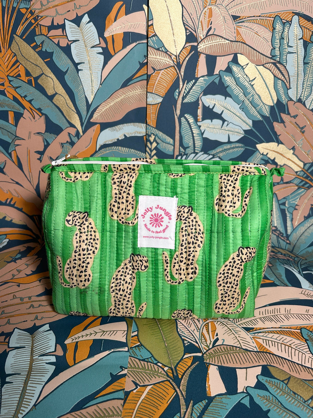 Trousse Léopard Stripes verts