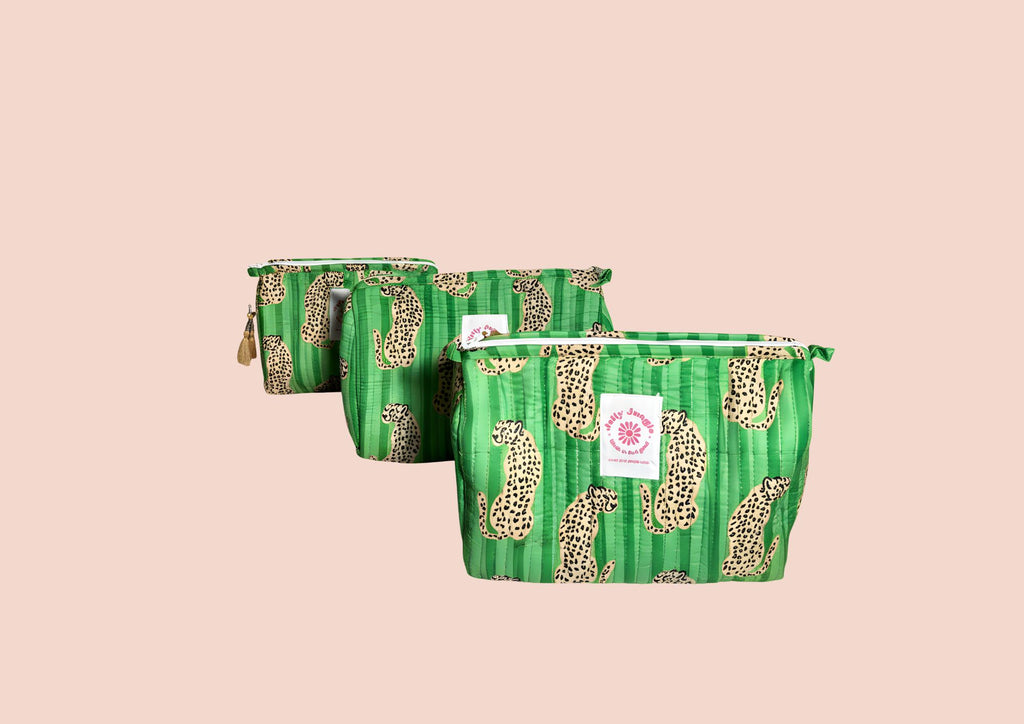 Trousse Léopard Stripes verts