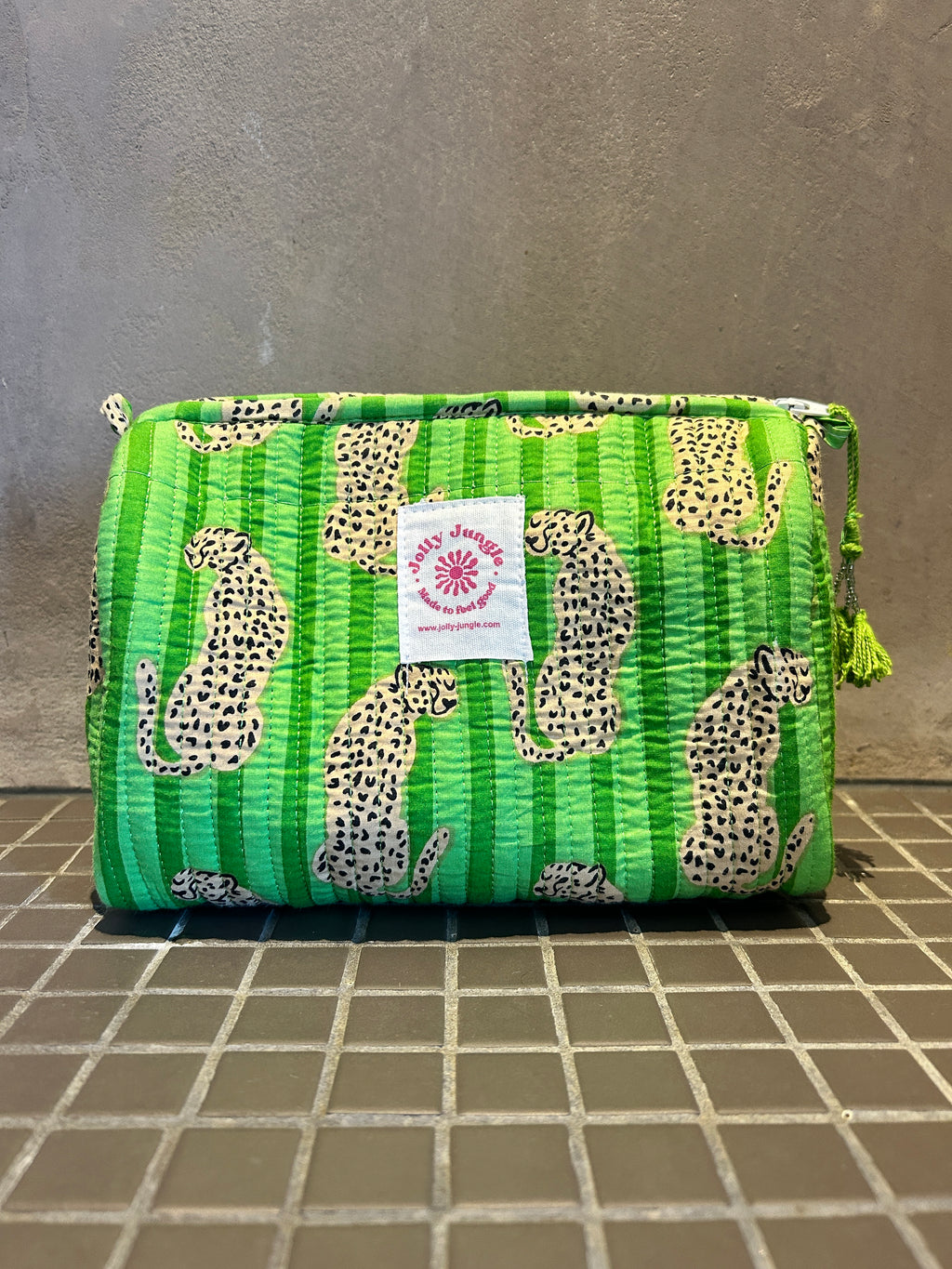 Trousse Léopard Stripes Verte