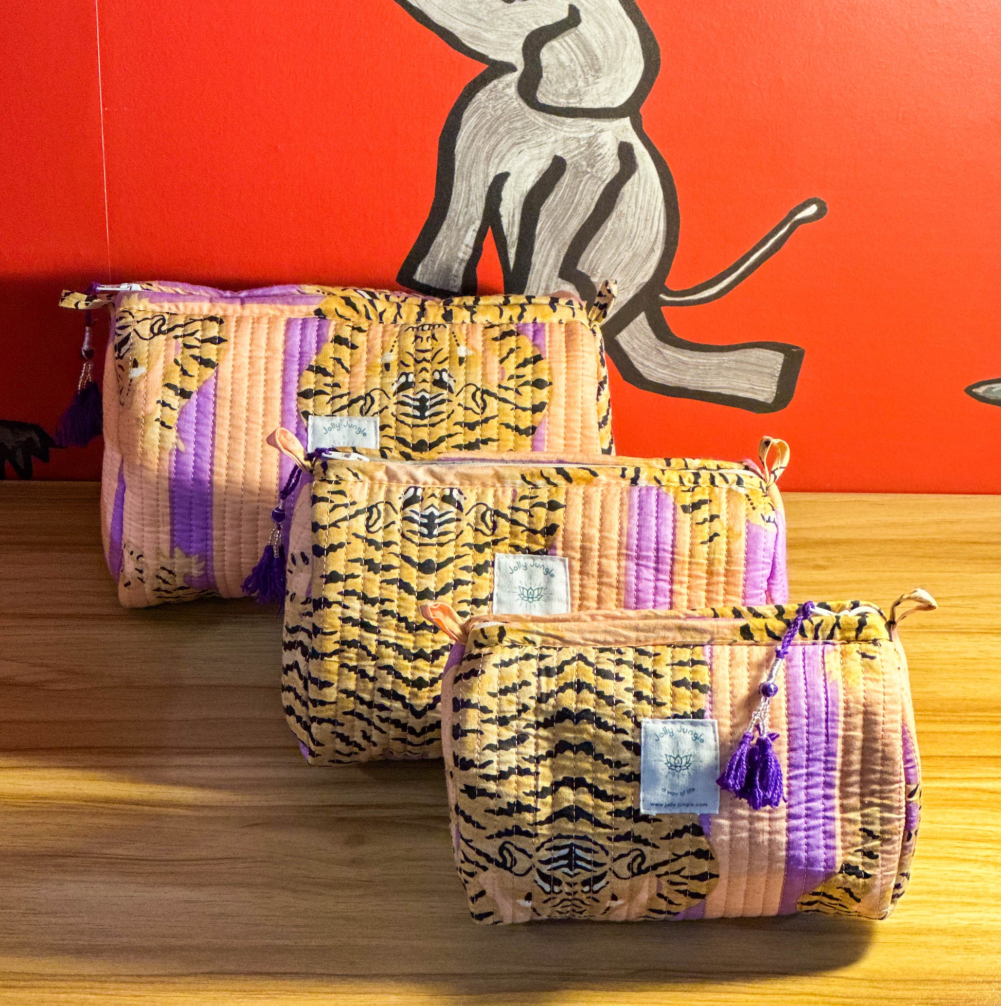 Trousse Mauve et  Rose Rayée Tigre
