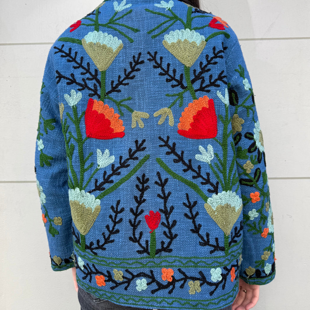 Veste Brodée Bleu foncé