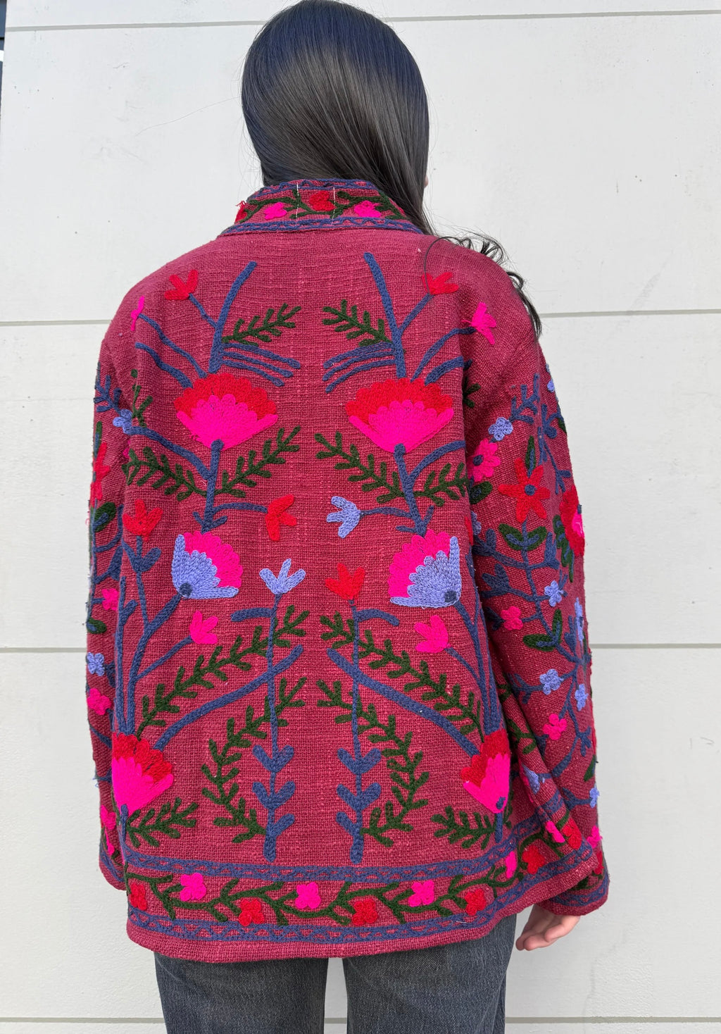 Veste Brodée Bordeaux