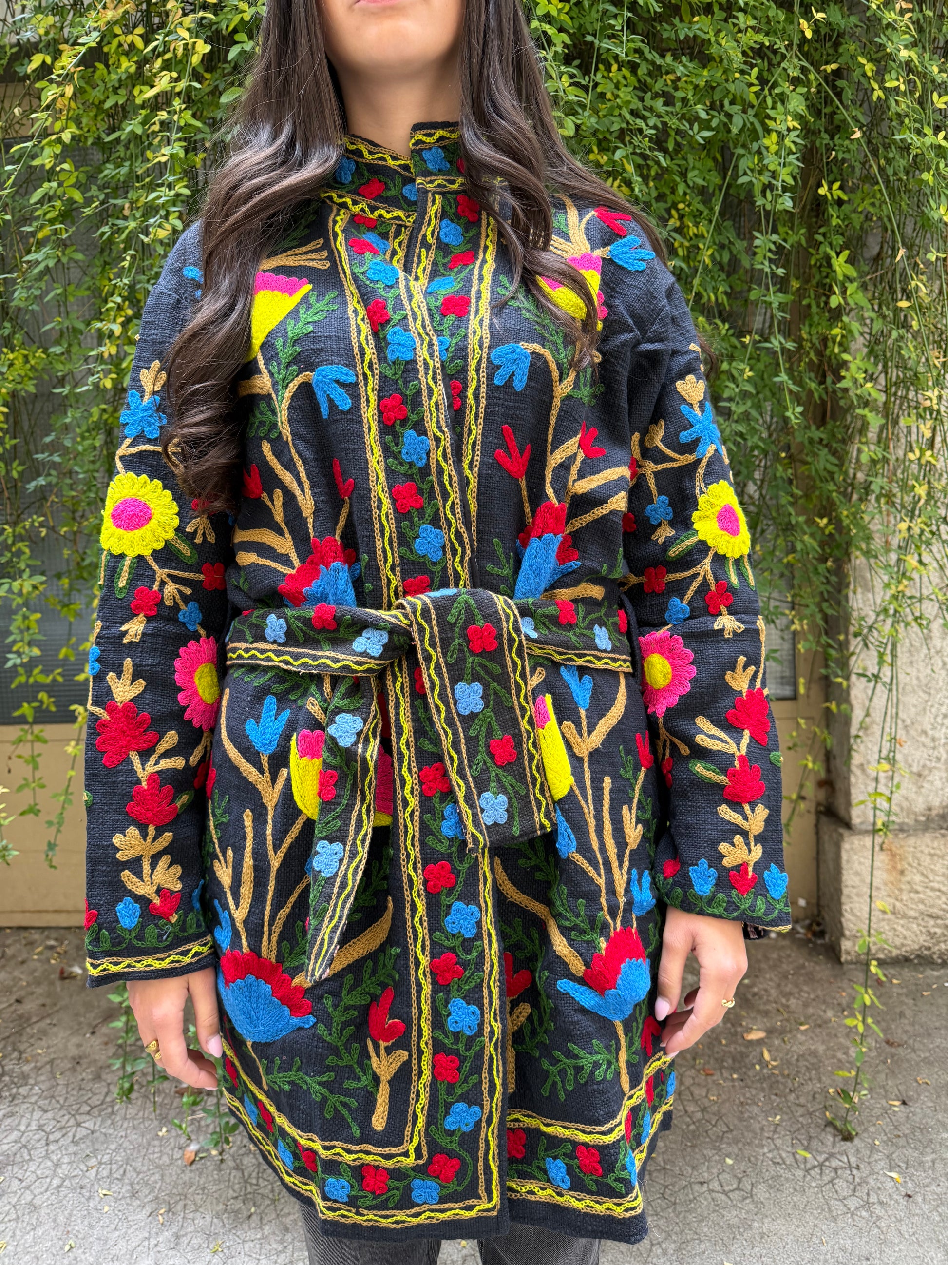 Veste Brodée Longue noire