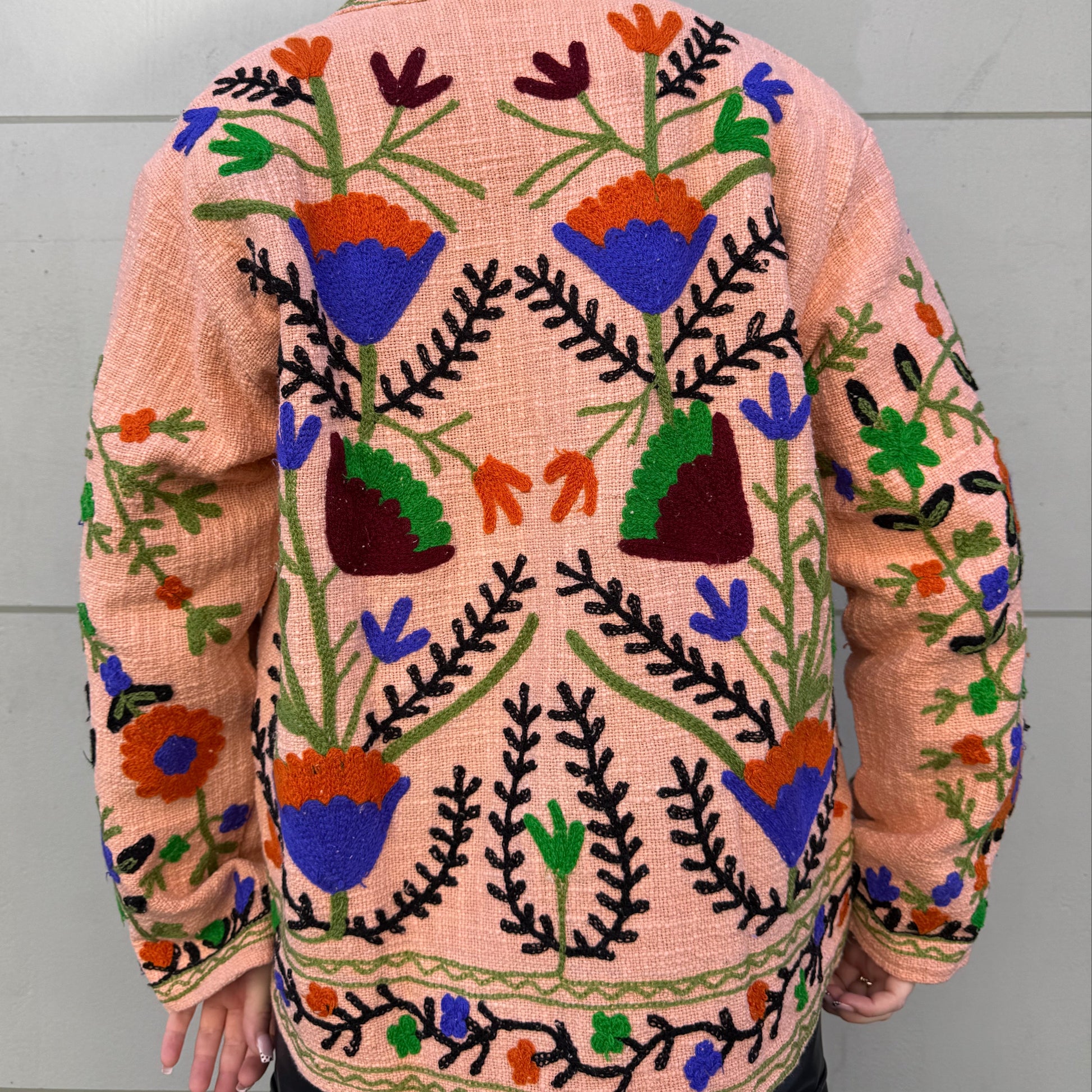 Veste Brodée Rose Clair