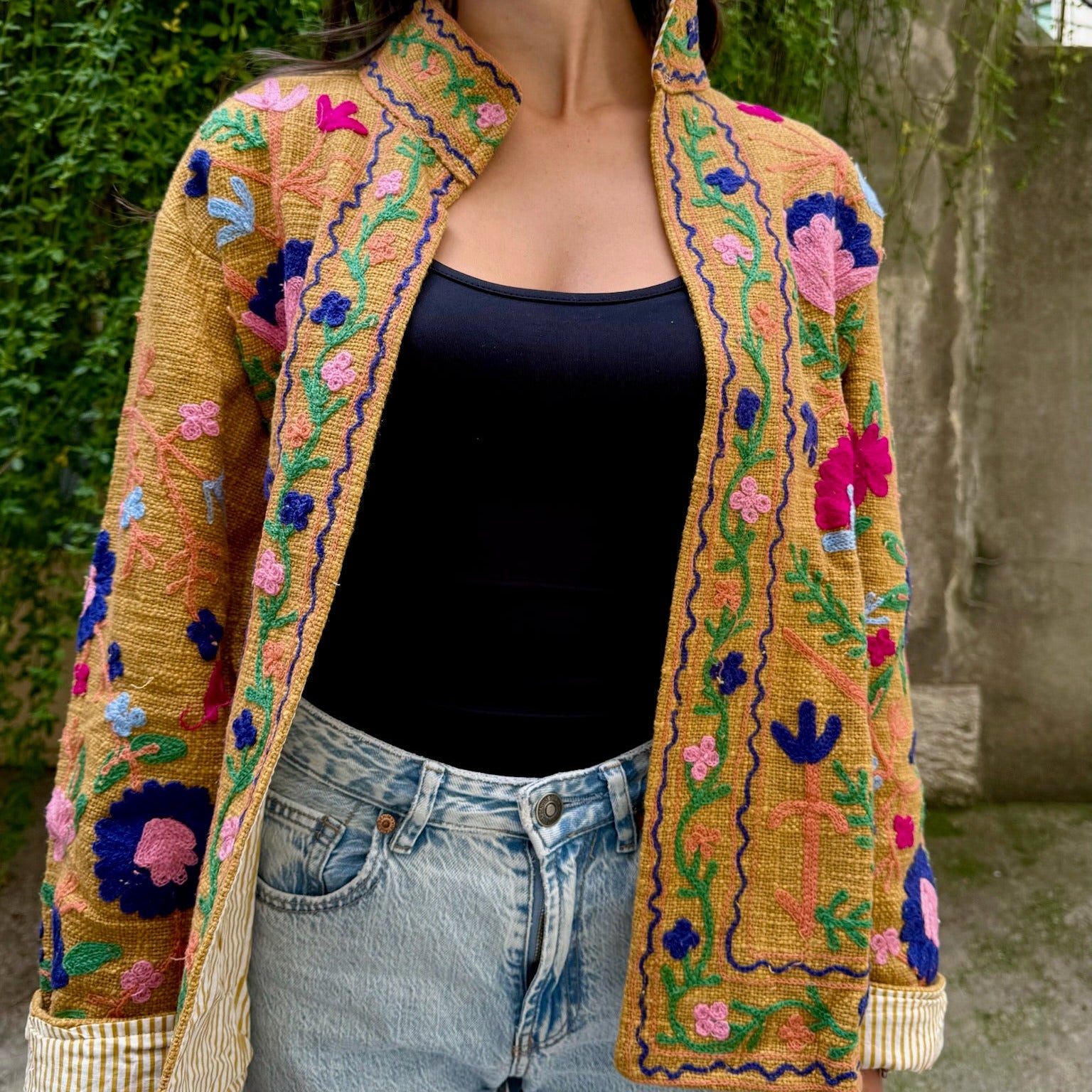 Veste Brodée Moutarde