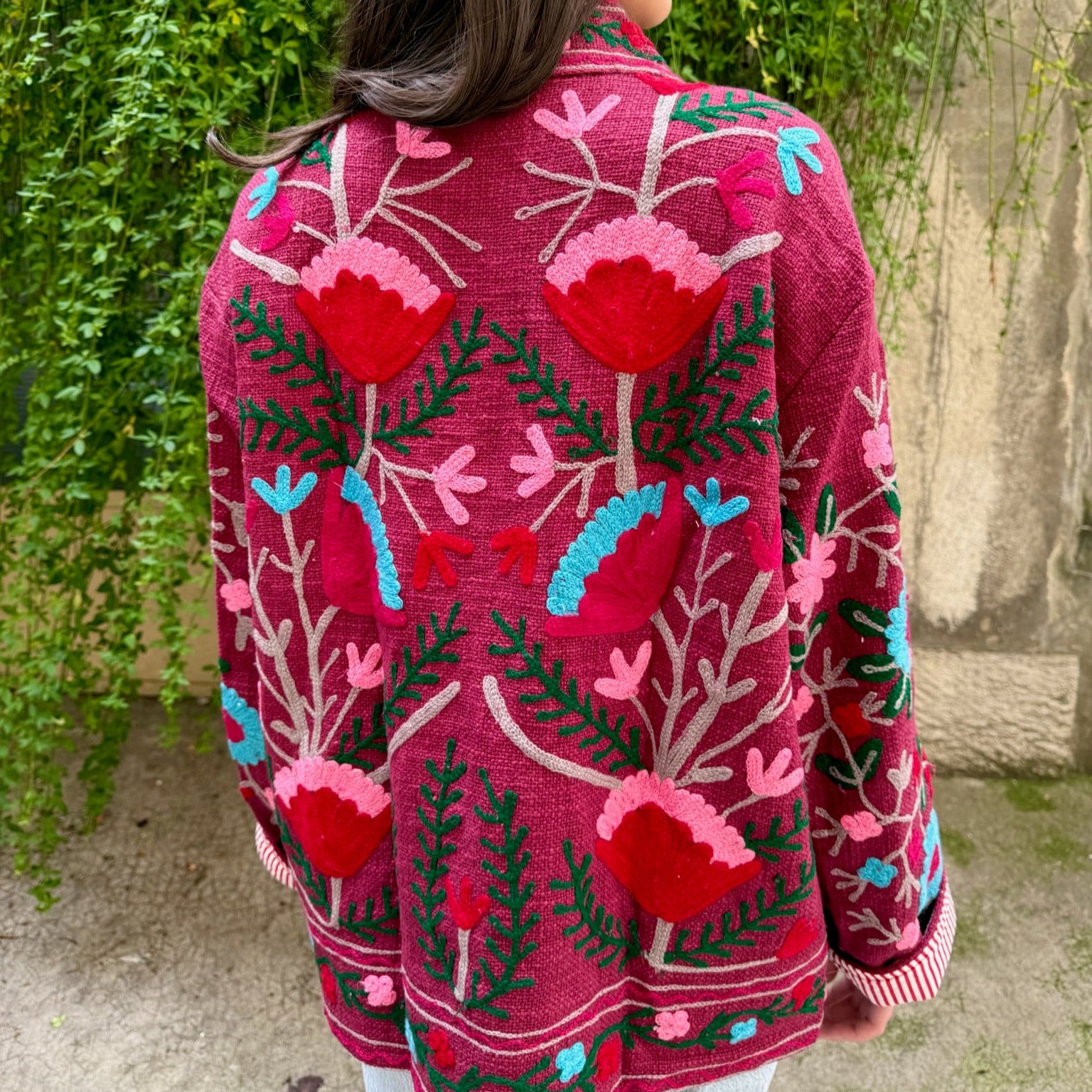 Veste Brodée Bordeaux