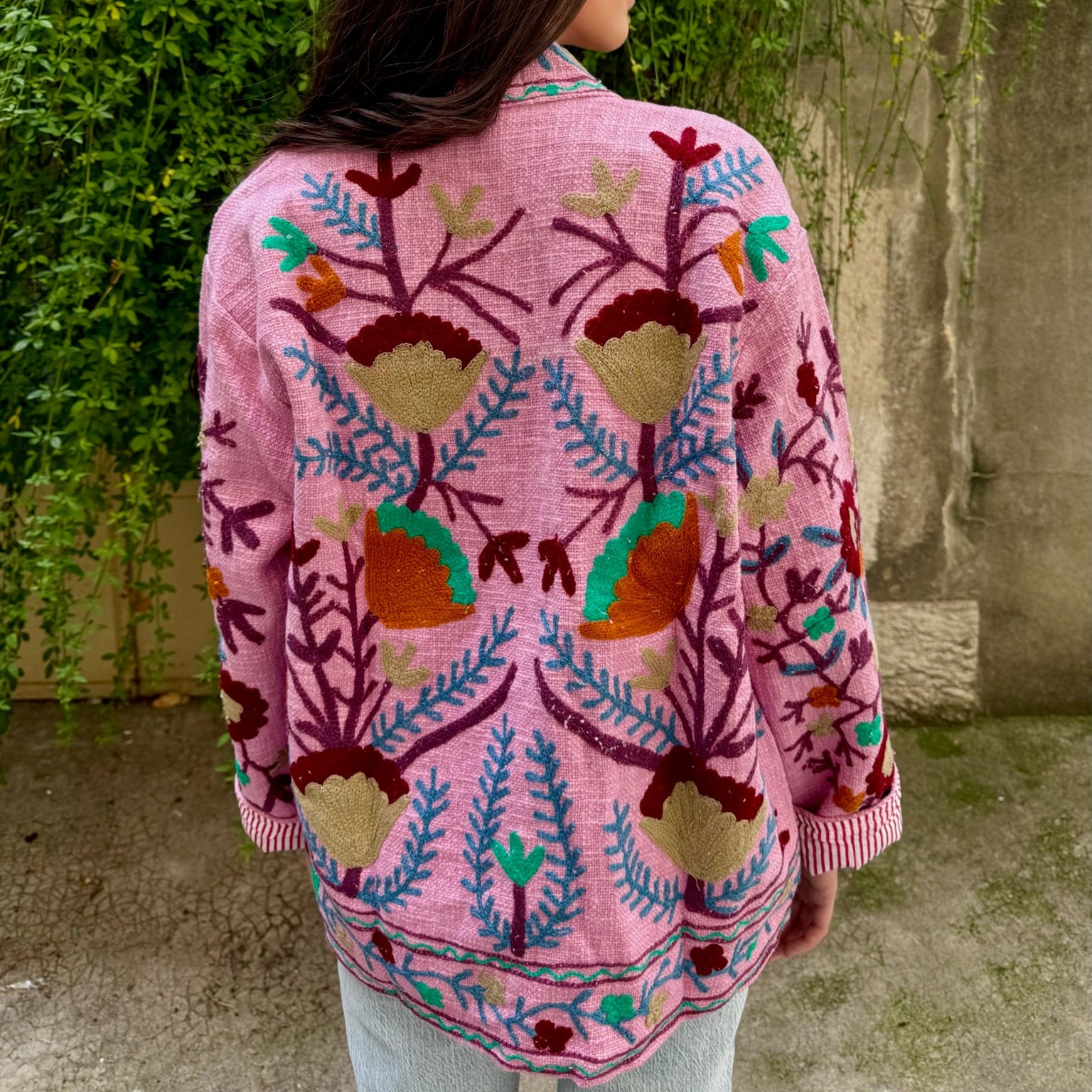 Veste Brodée Rose