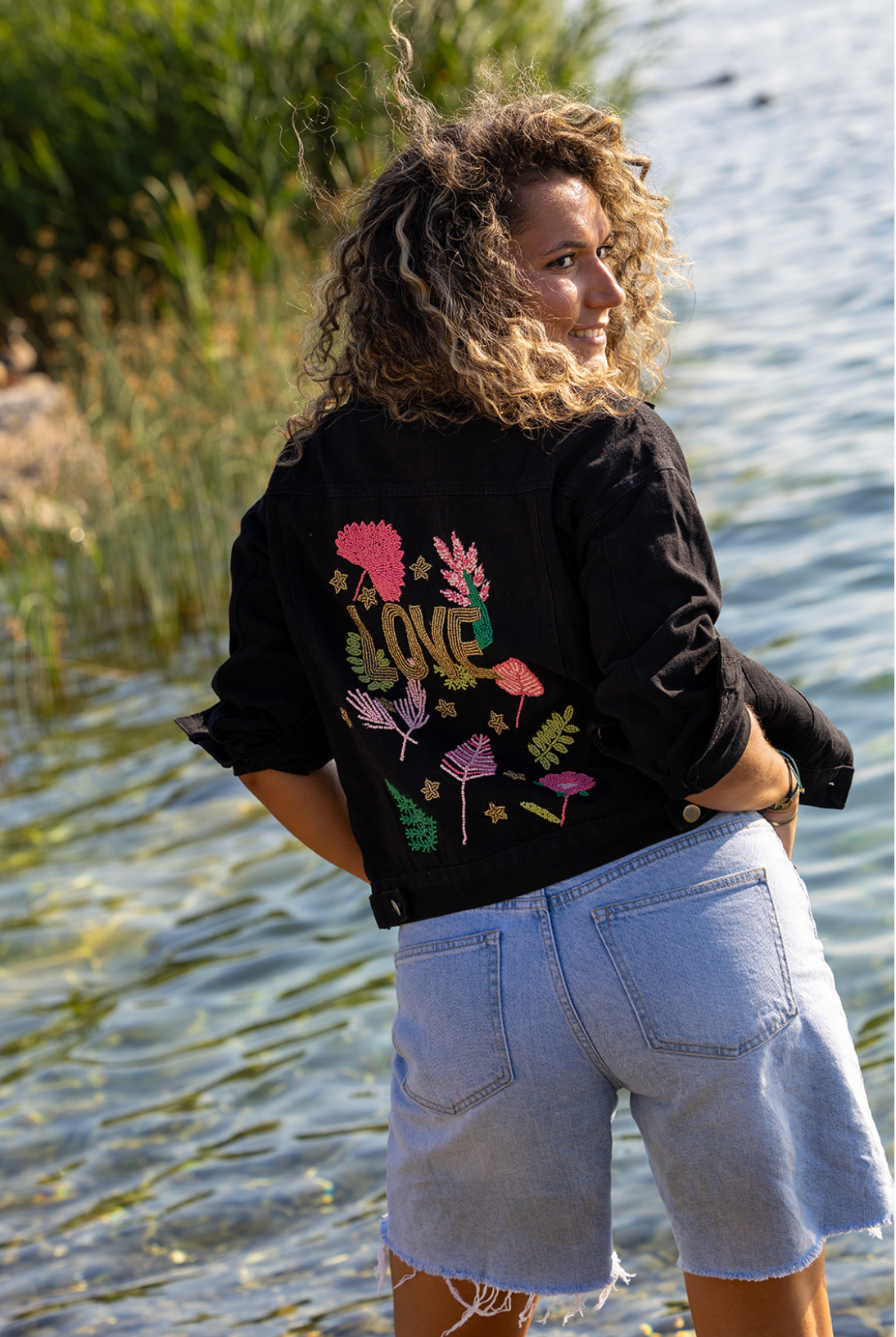 Veste en jean noir Love