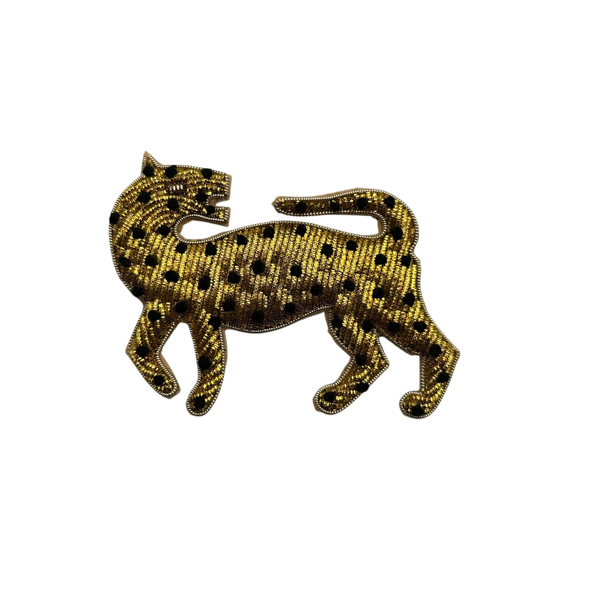 Broche brodée léopard