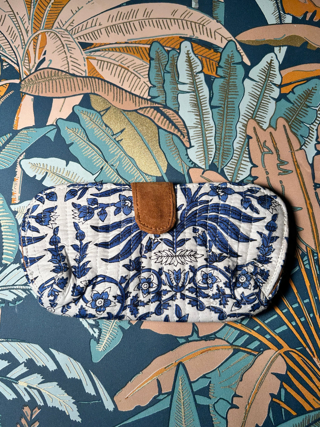 Étui à lunettes jardin bleu