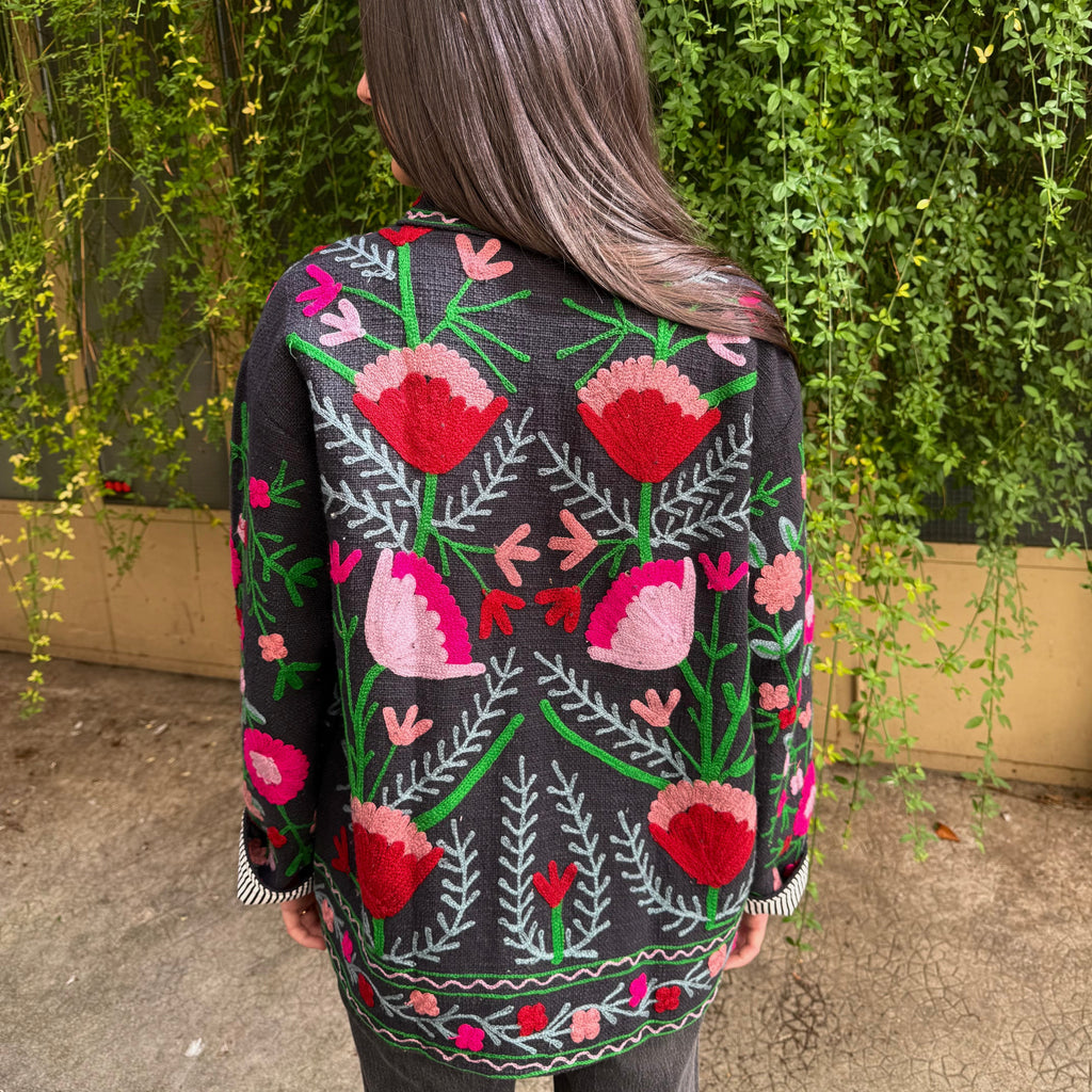 Veste Brodée Bleu Marine