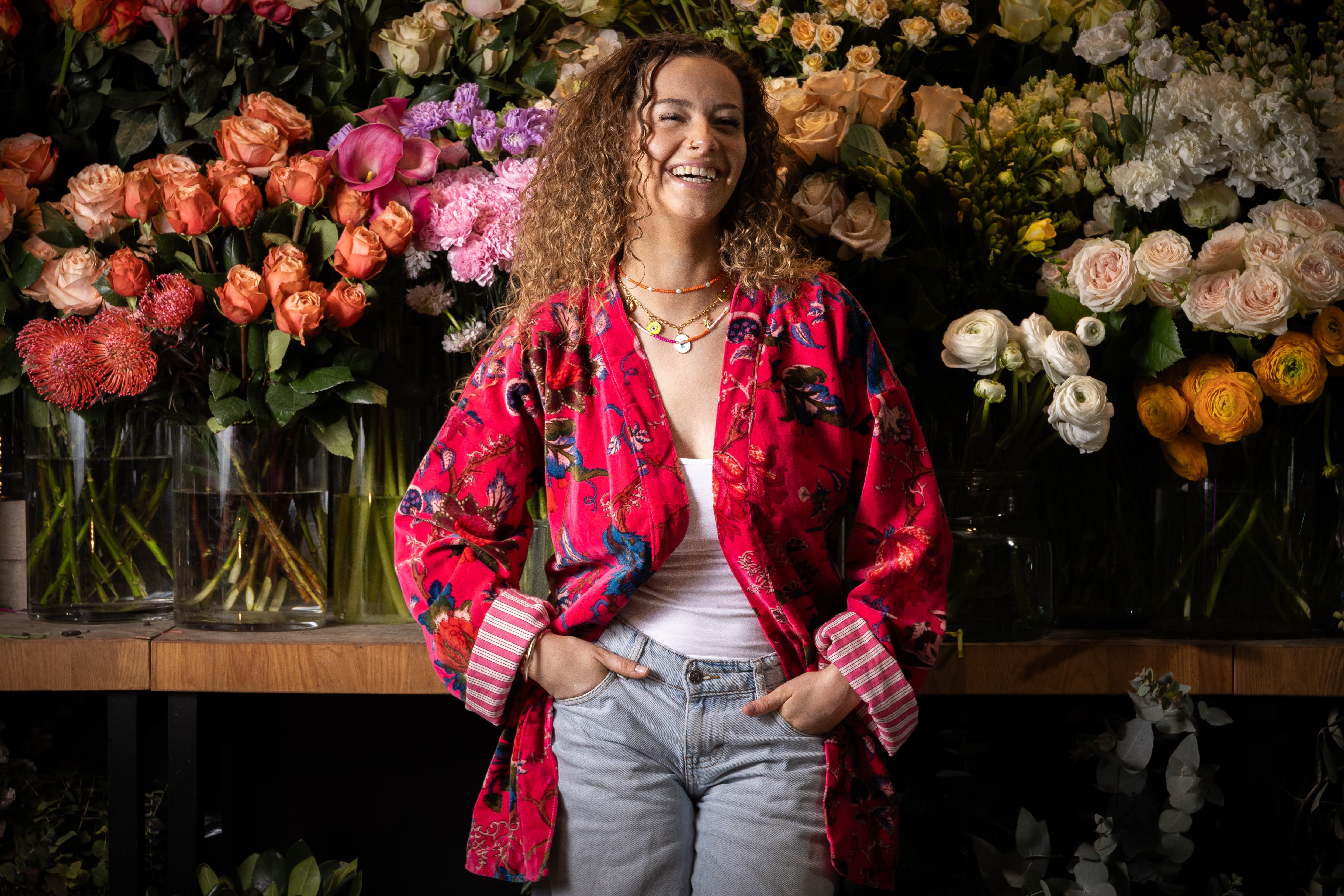 kimono velour fuchsia jolly jungle veste mi saison