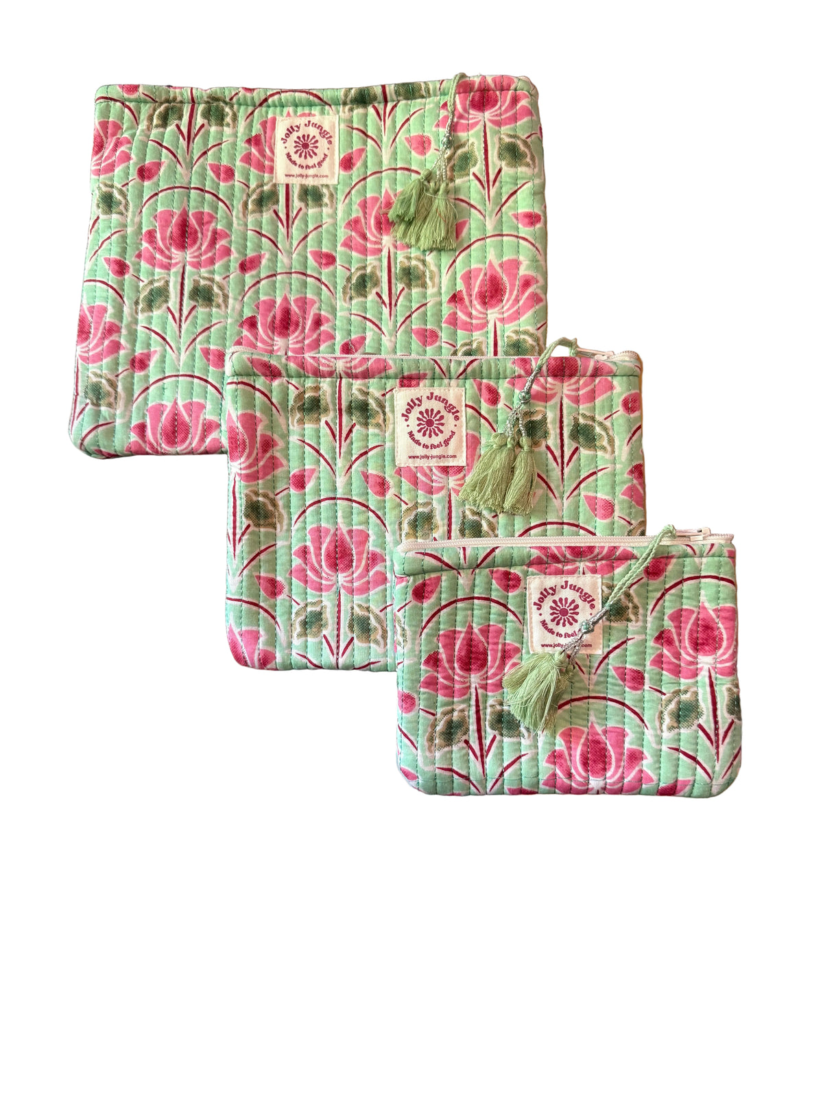 Pochette turquoise lotus rose