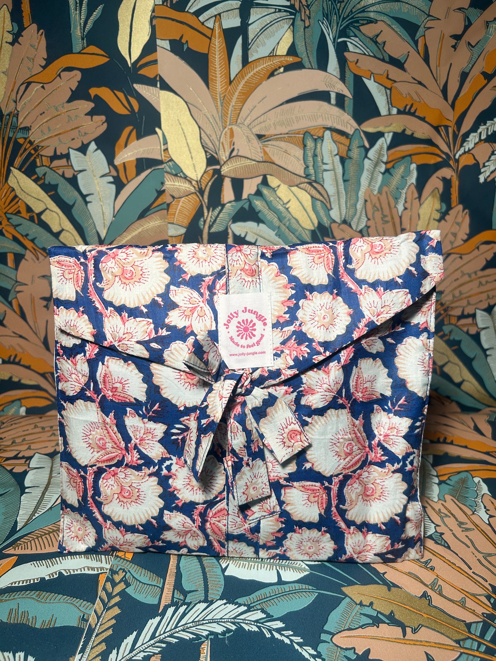 pochon Pyjama fleurs bleu