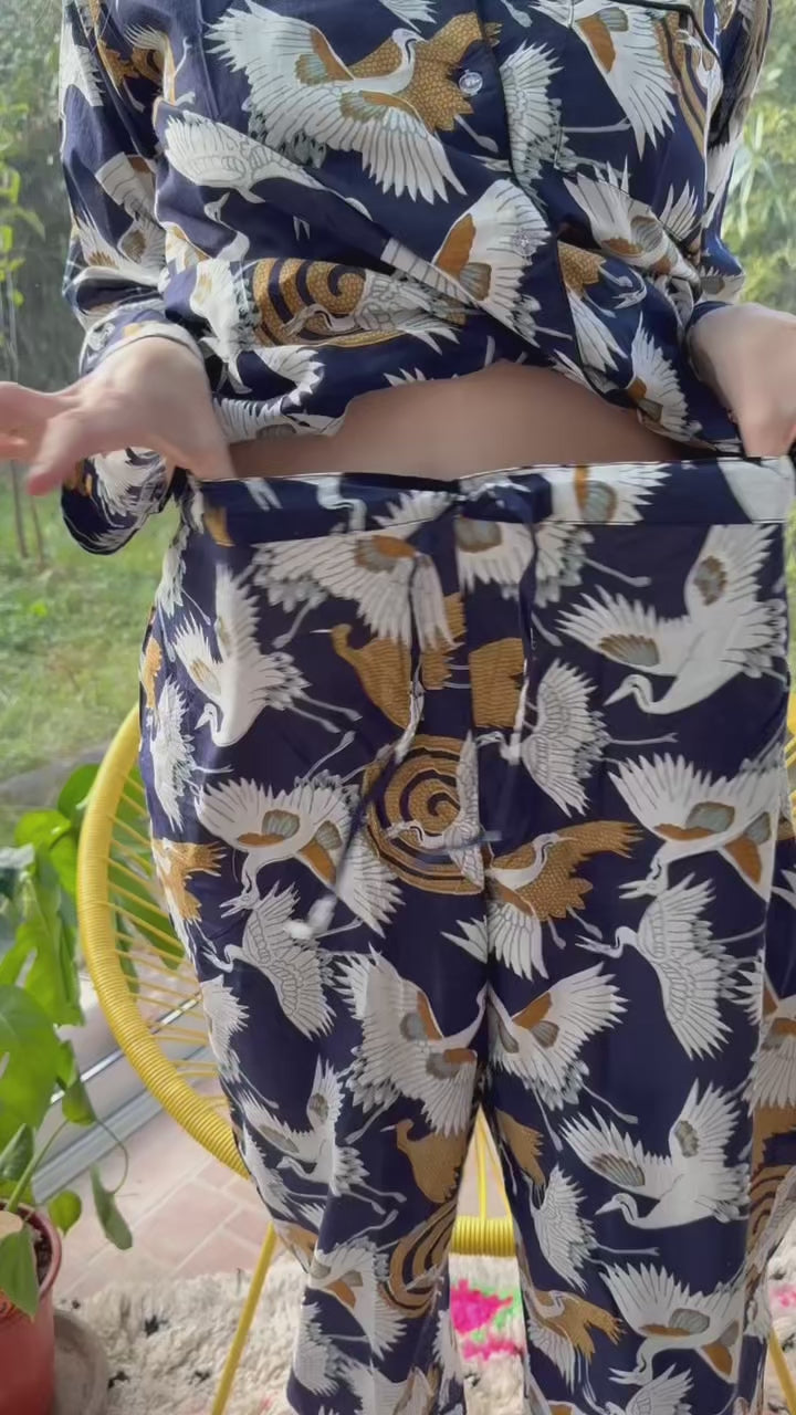 vidéo taille Pyjama fleurs bleu