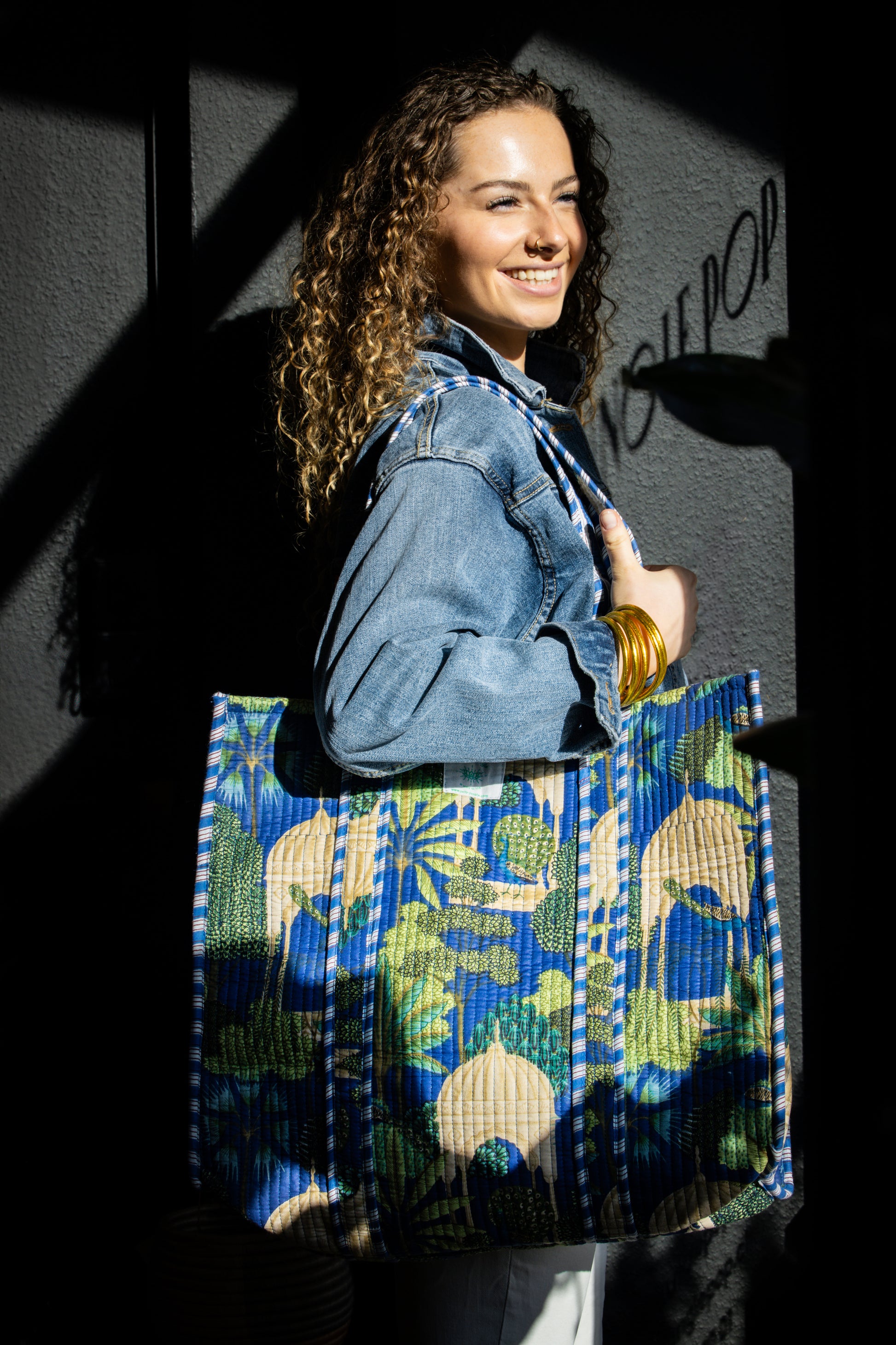 Sac Tote Bleu Jardin du Paon 