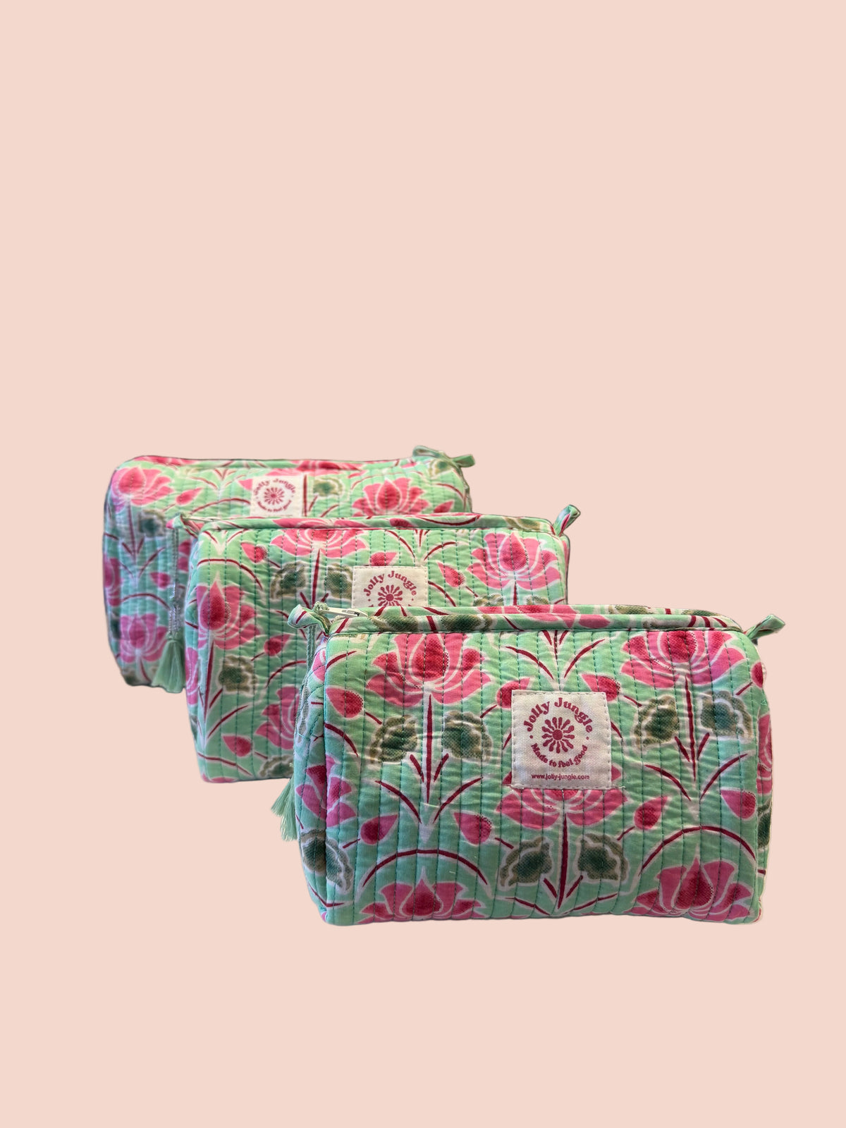 Trousse turquoise lotus rose