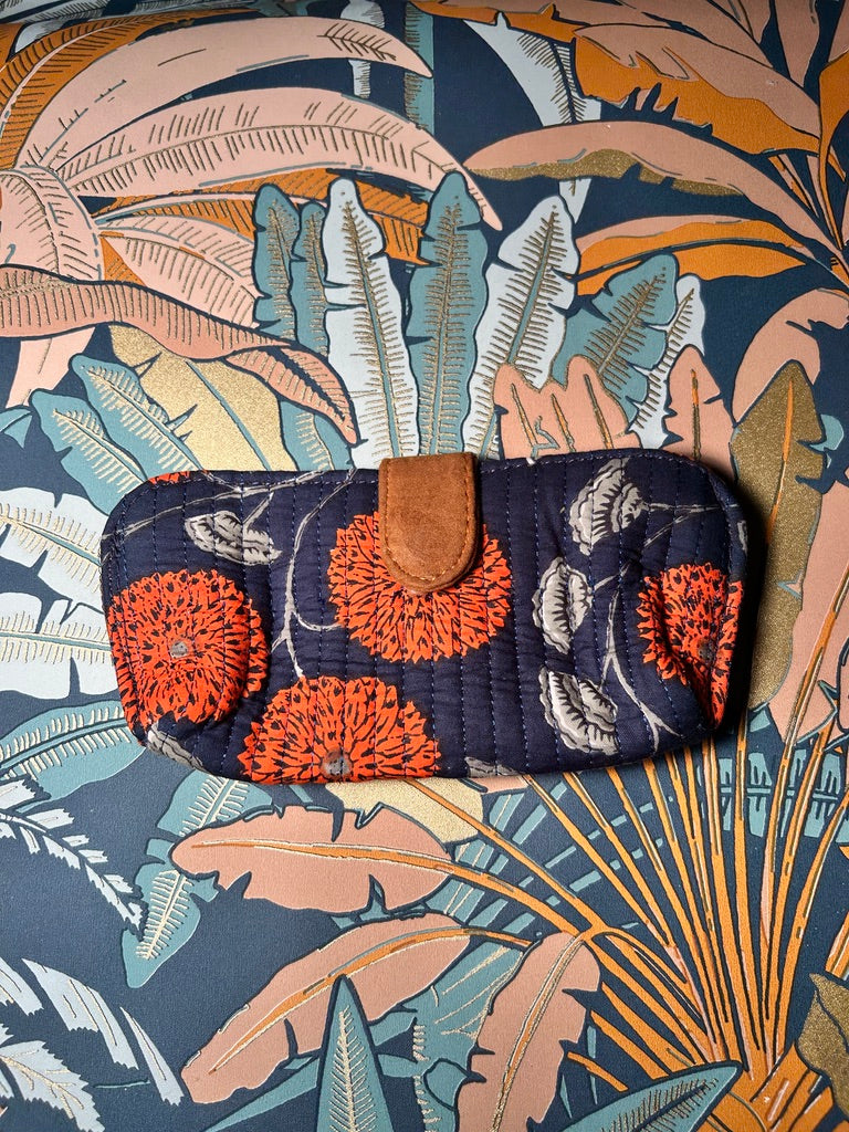 Étui à lunettes fleurs orange