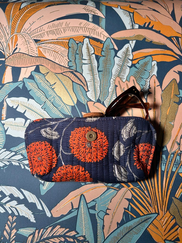 Étui à lunettes fleurs orange