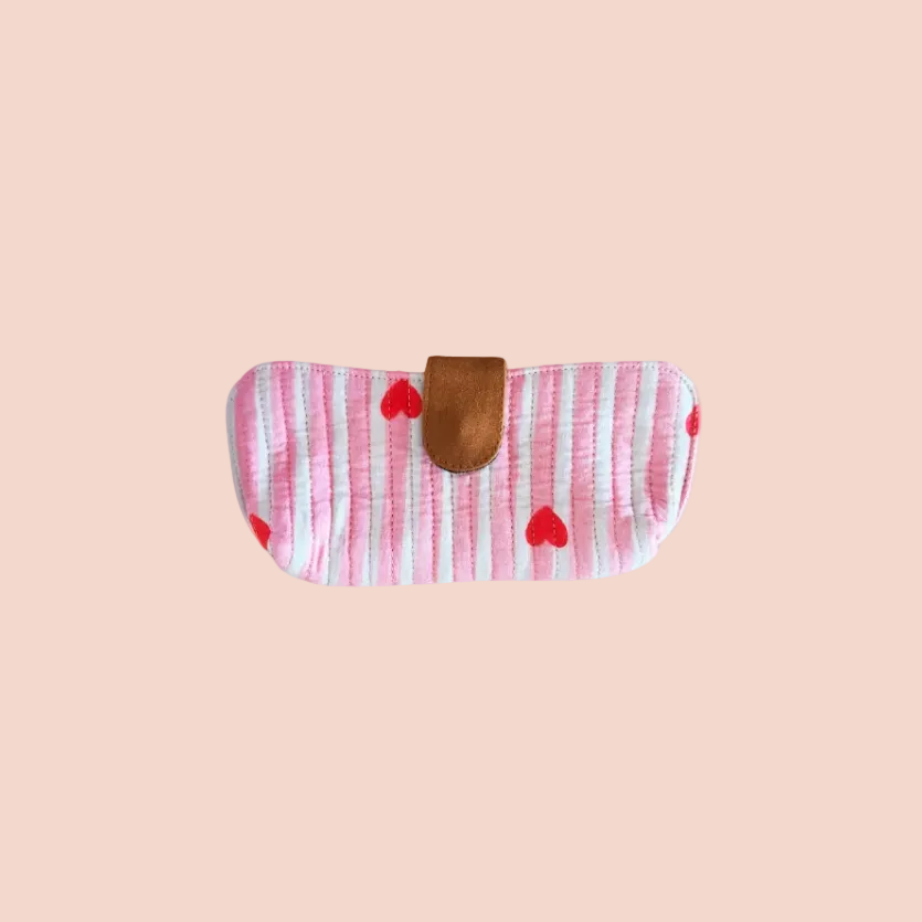 Étui à lunettes Coeurs rose