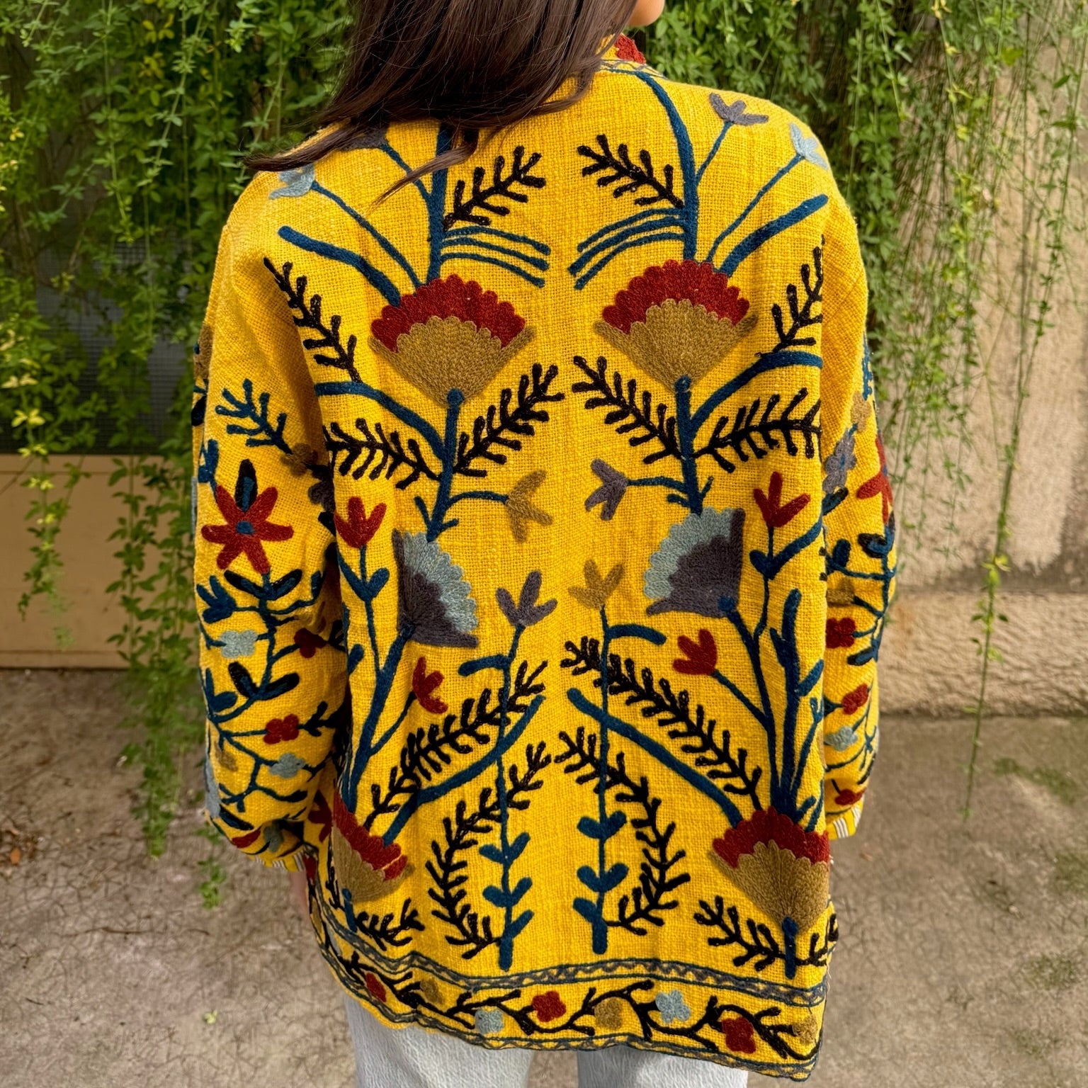Veste Brodée Jaune