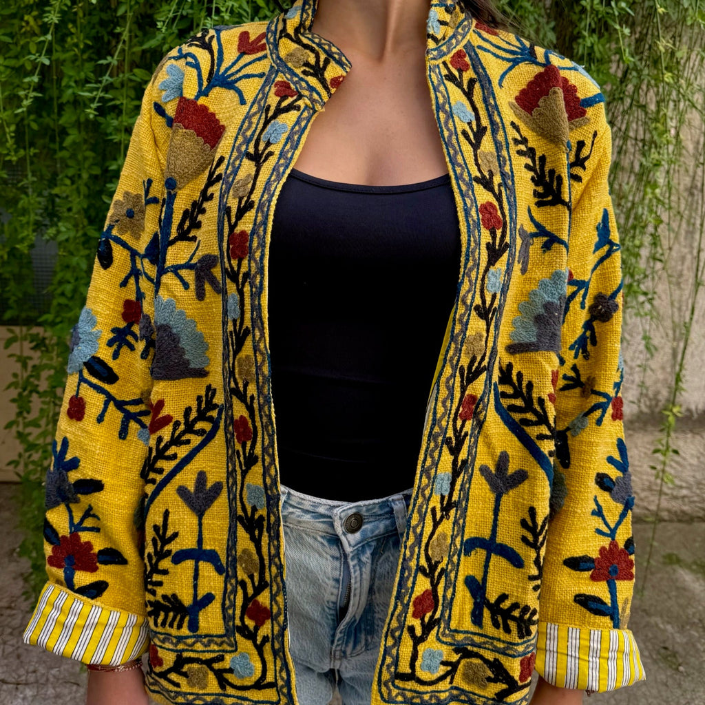 Veste Brodée Jaune
