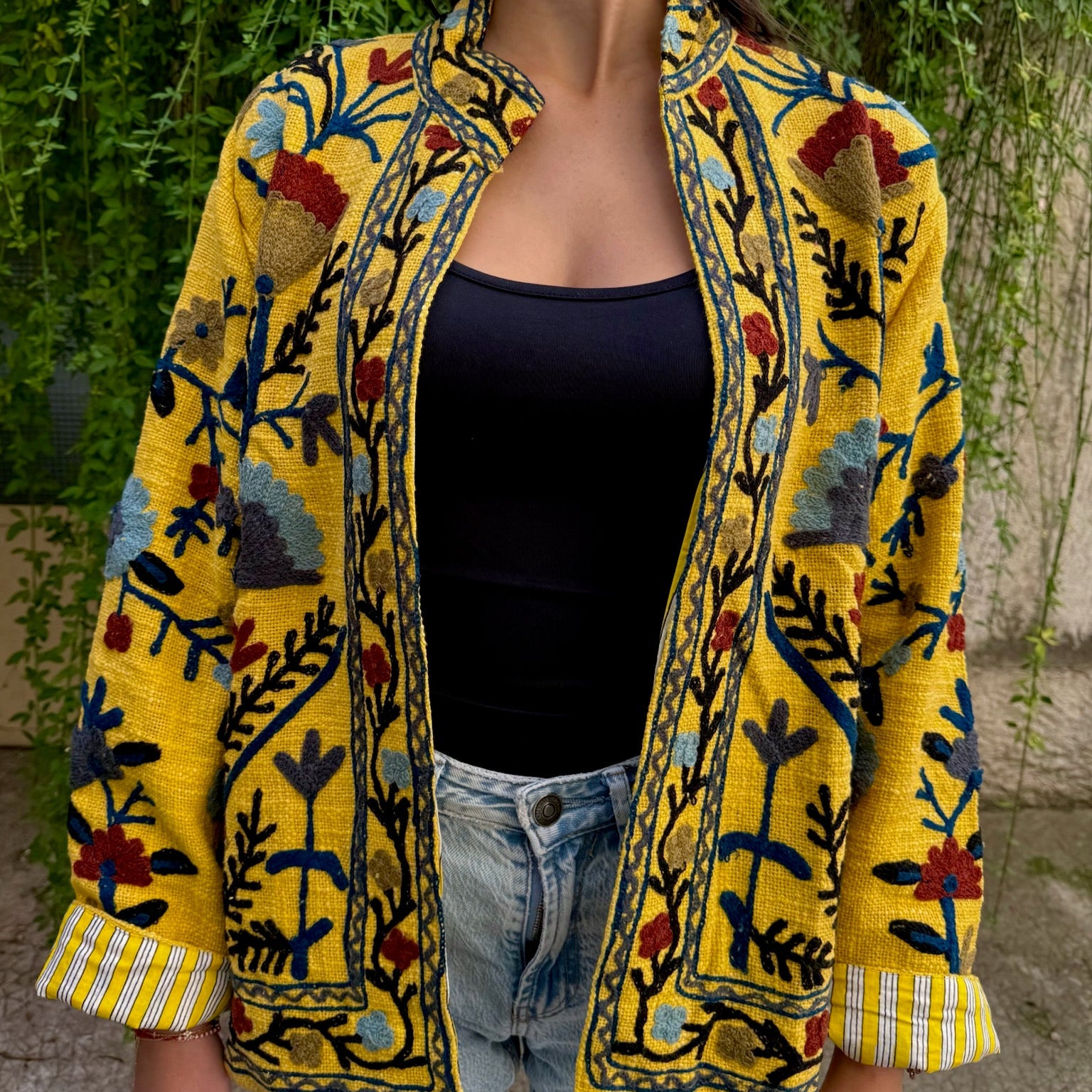 Veste Brodée Jaune