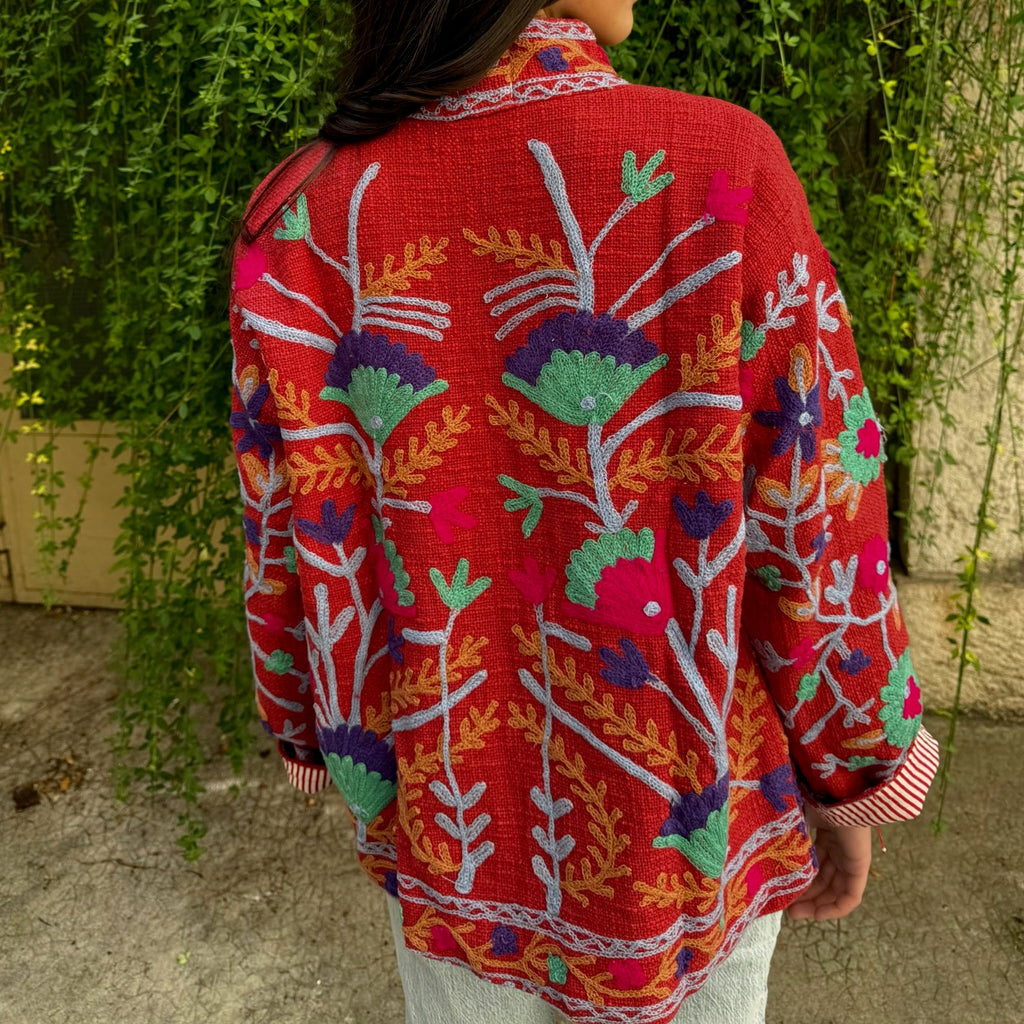 Veste Brodée Rouille