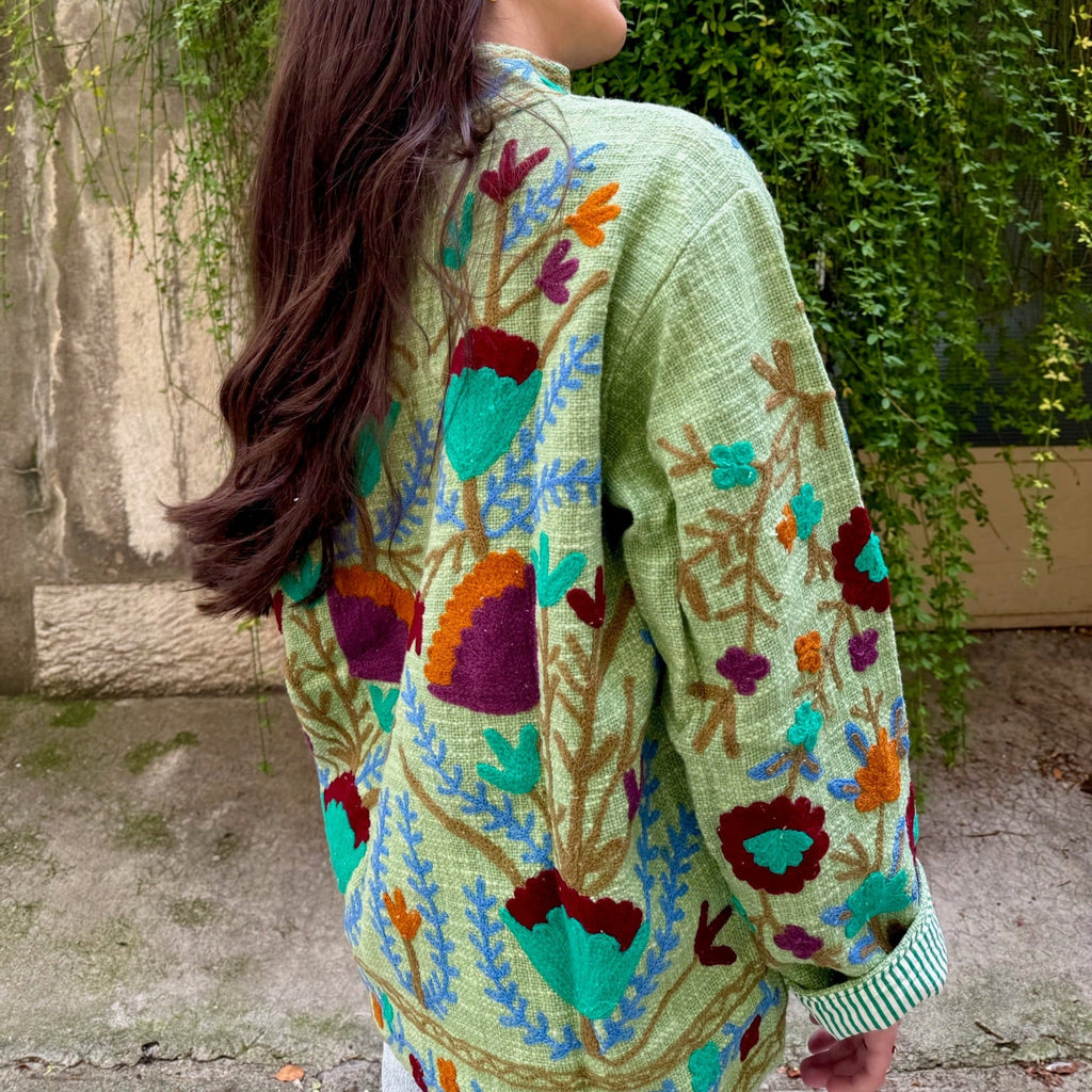 Veste Brodée Vert Clair