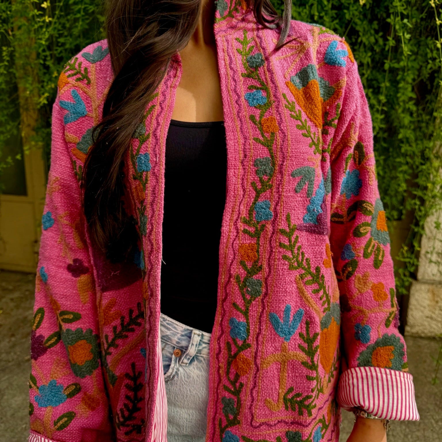 Veste Brodée Framboise